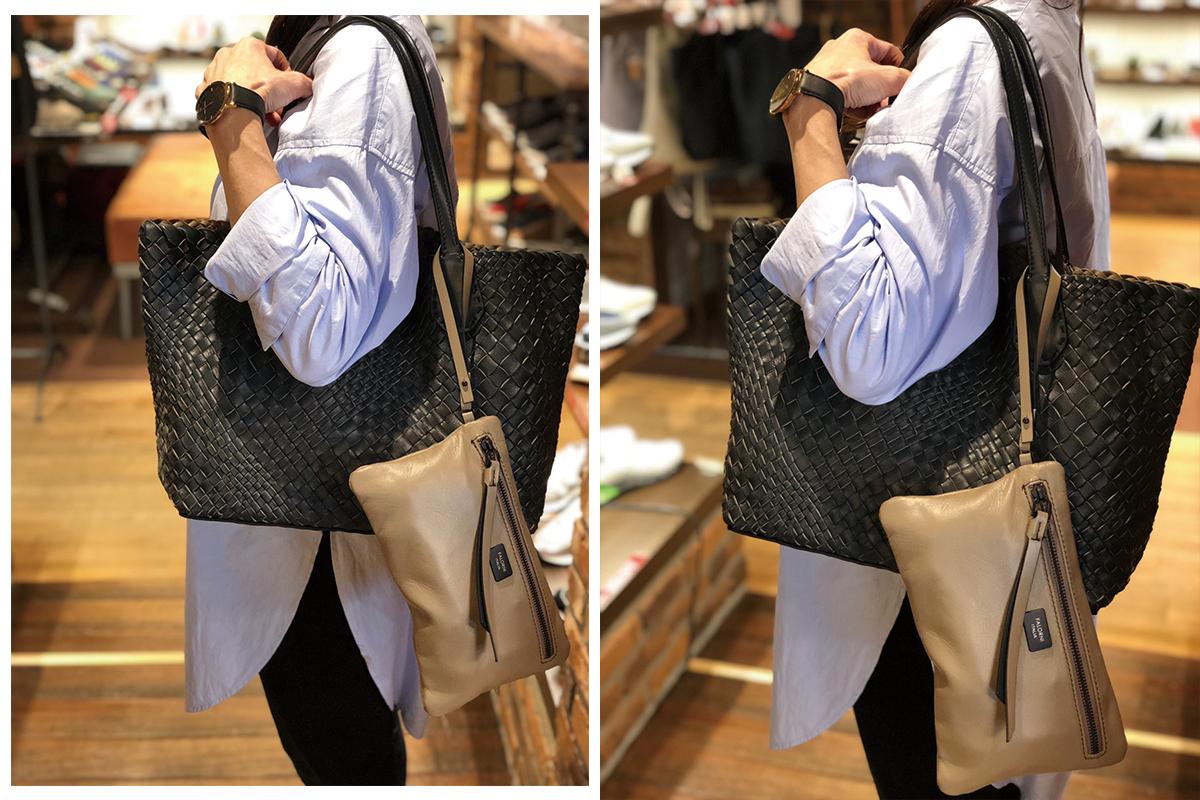 ファロルニ バッグ リバーシブルトートバッグ グレージュオレンジ