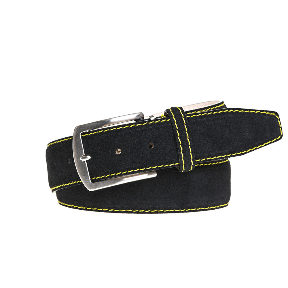 Black Genuine Suede Leather Belt | Mens Leather Goods | Roger Ximenez