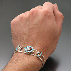 ZUNI/ズニ族 サンフェイス マルチストーン インレイ バングル 【送料無料】