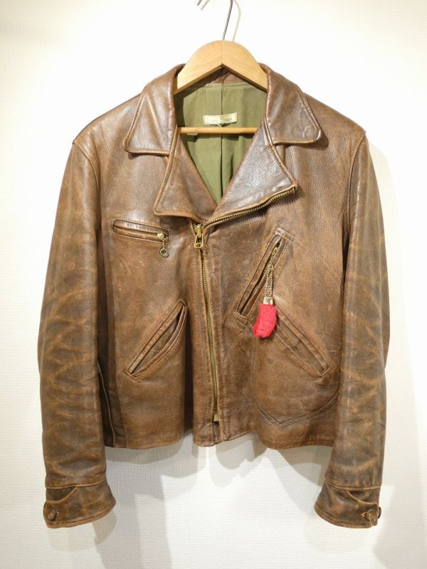40s SPORT TOGS ？PONY HORSE HIDE D STITCH LEATHER SPORTS JACKET