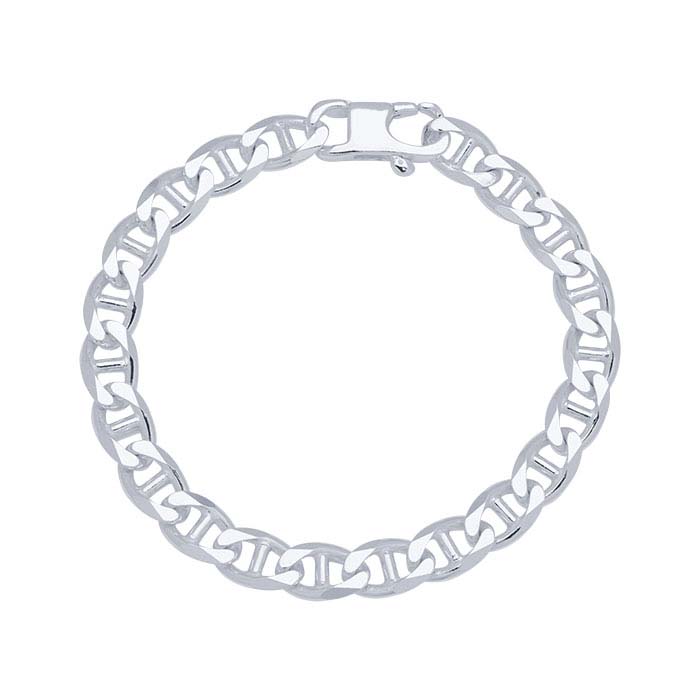 Sterling Silver 8mm Diamond-Cut Anchor Chain Bracelet - RioGrande