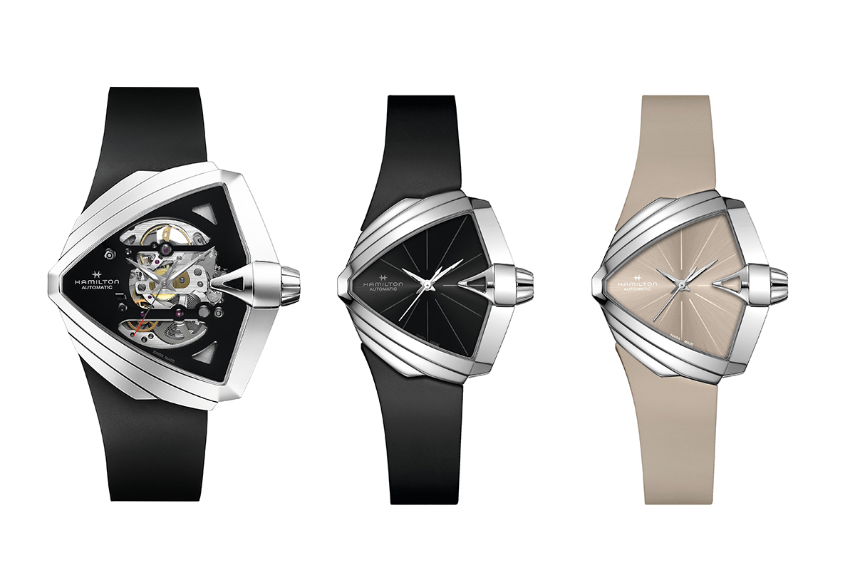 ハミルトン「ベンチュラ」に大型スケルトンダイヤルや小型モデル