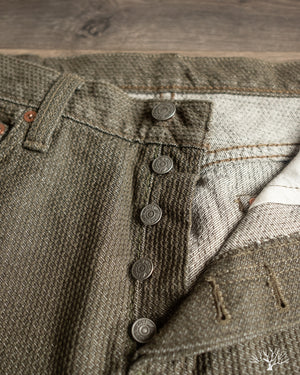 Pure Blue Japan - 1170-1-OLV Sashiko Pants Loose Fit Wash - Olive