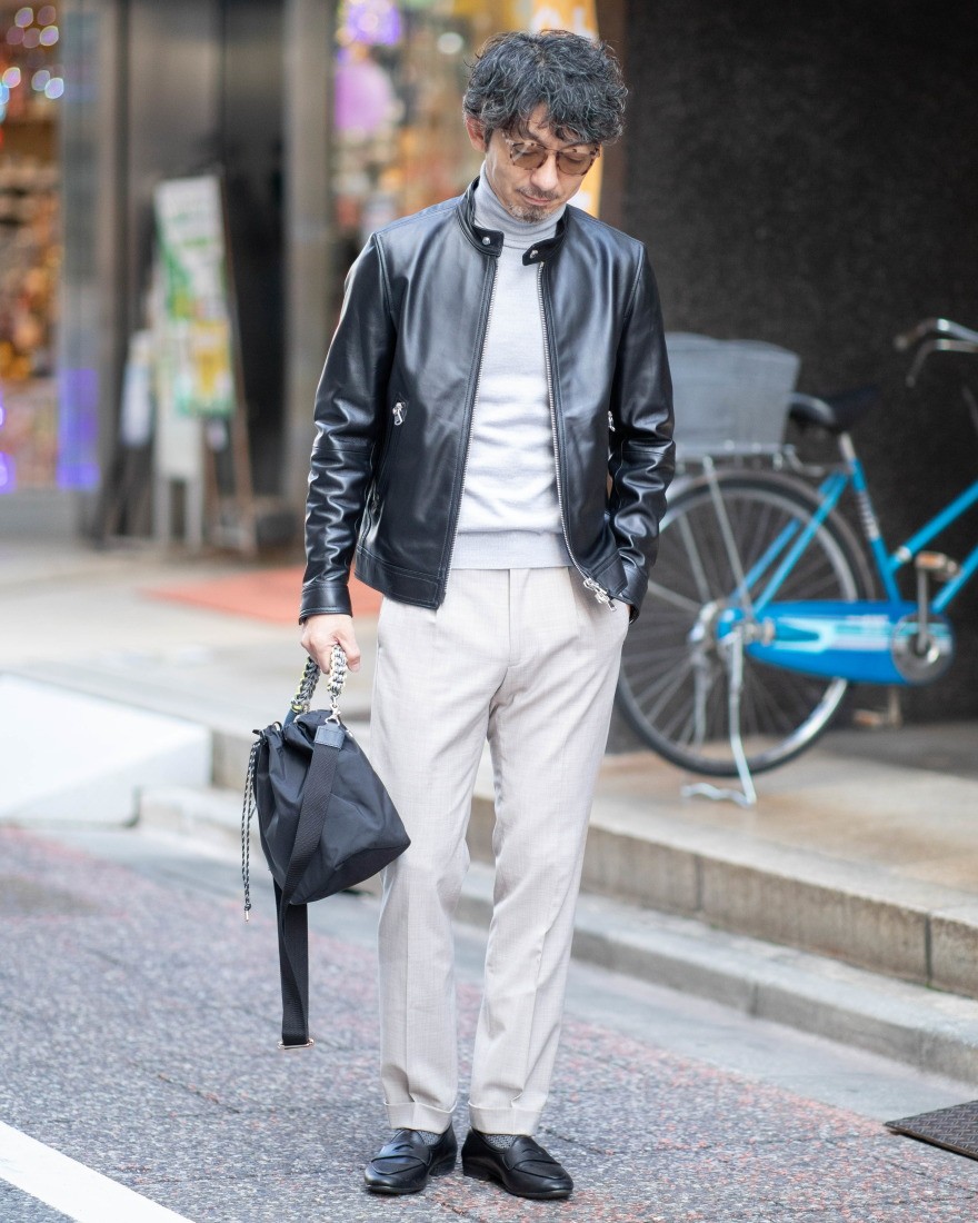 ナッパレザーシングルライダースジャケット【MASSIMO/NAPPA CERATA