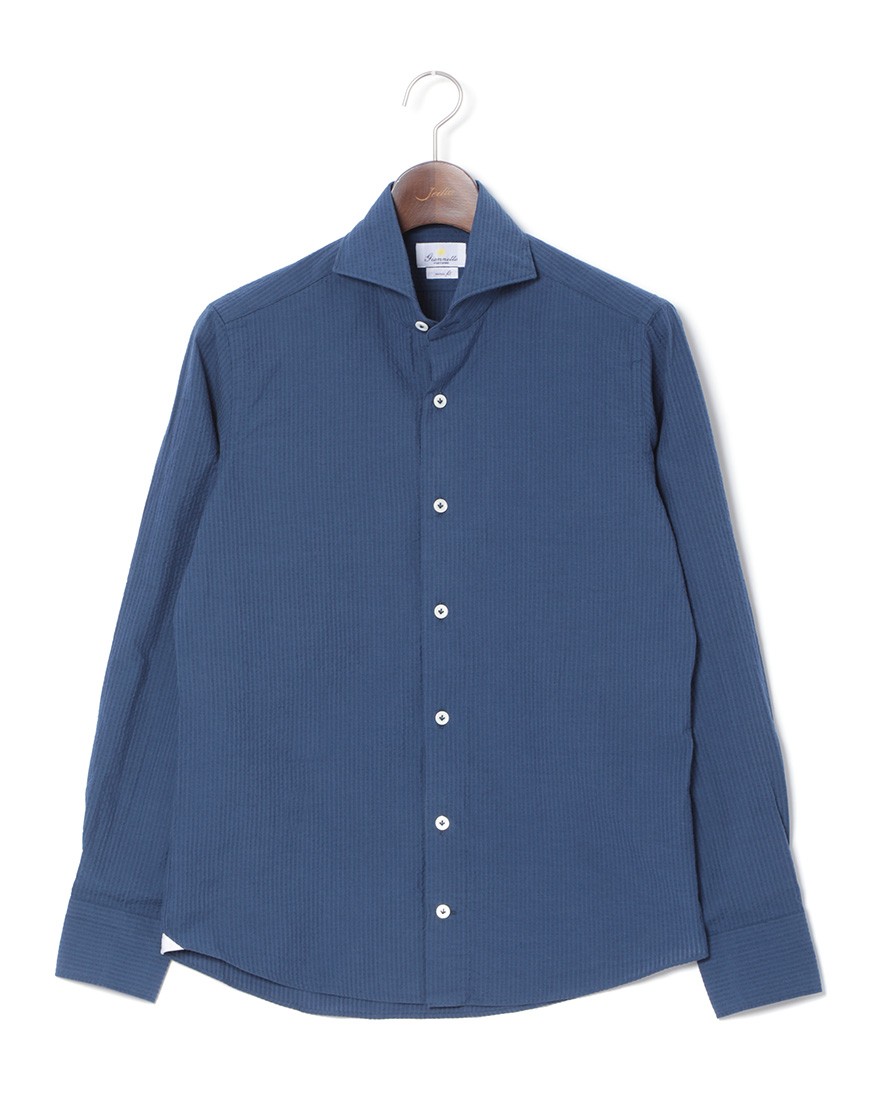 シアサッカー カッタウェイシャツ【VINCI FIT】｜giannetto（ジャン