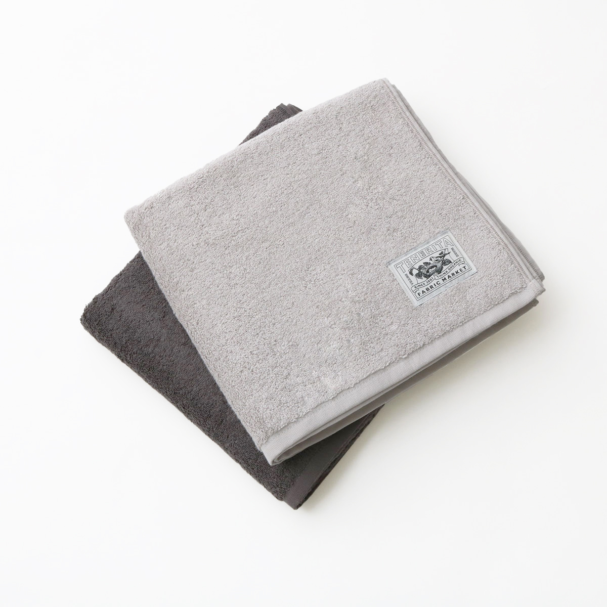 超甘撚りバスタオルショート2枚セット(ライトグレー・チャコールグレー