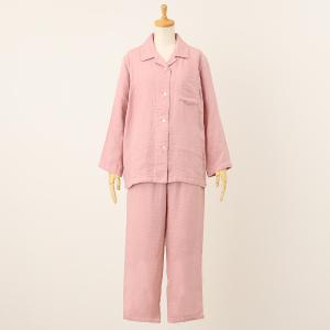 クレープガーゼ 半袖パイピング レディースパジャマ ピンク | 商品詳細