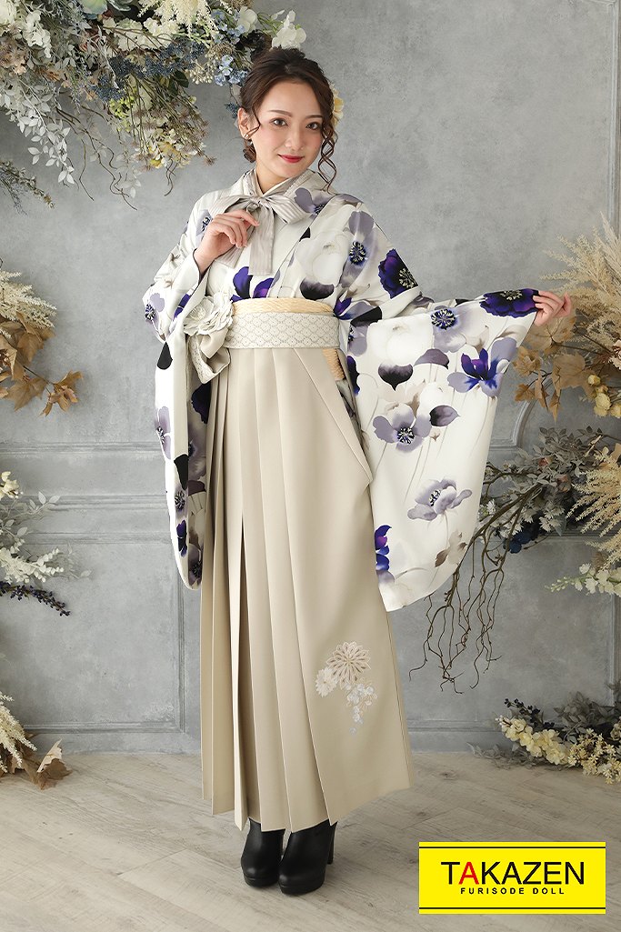 JAPANSTYLE×中村里砂ブランド袴 くすみカラーガーリー 白/オフホワイト