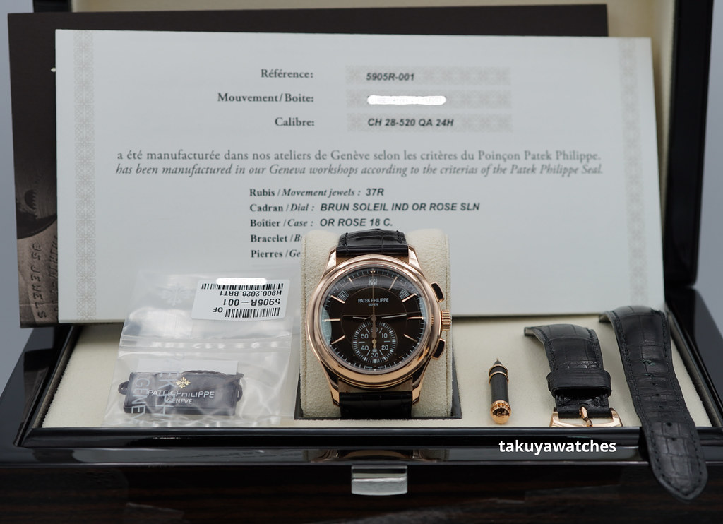 Patek PHILIPPE 5905R ROSE GOLD ANNUAL CALENDAR CHRONOGRAPH BROWN