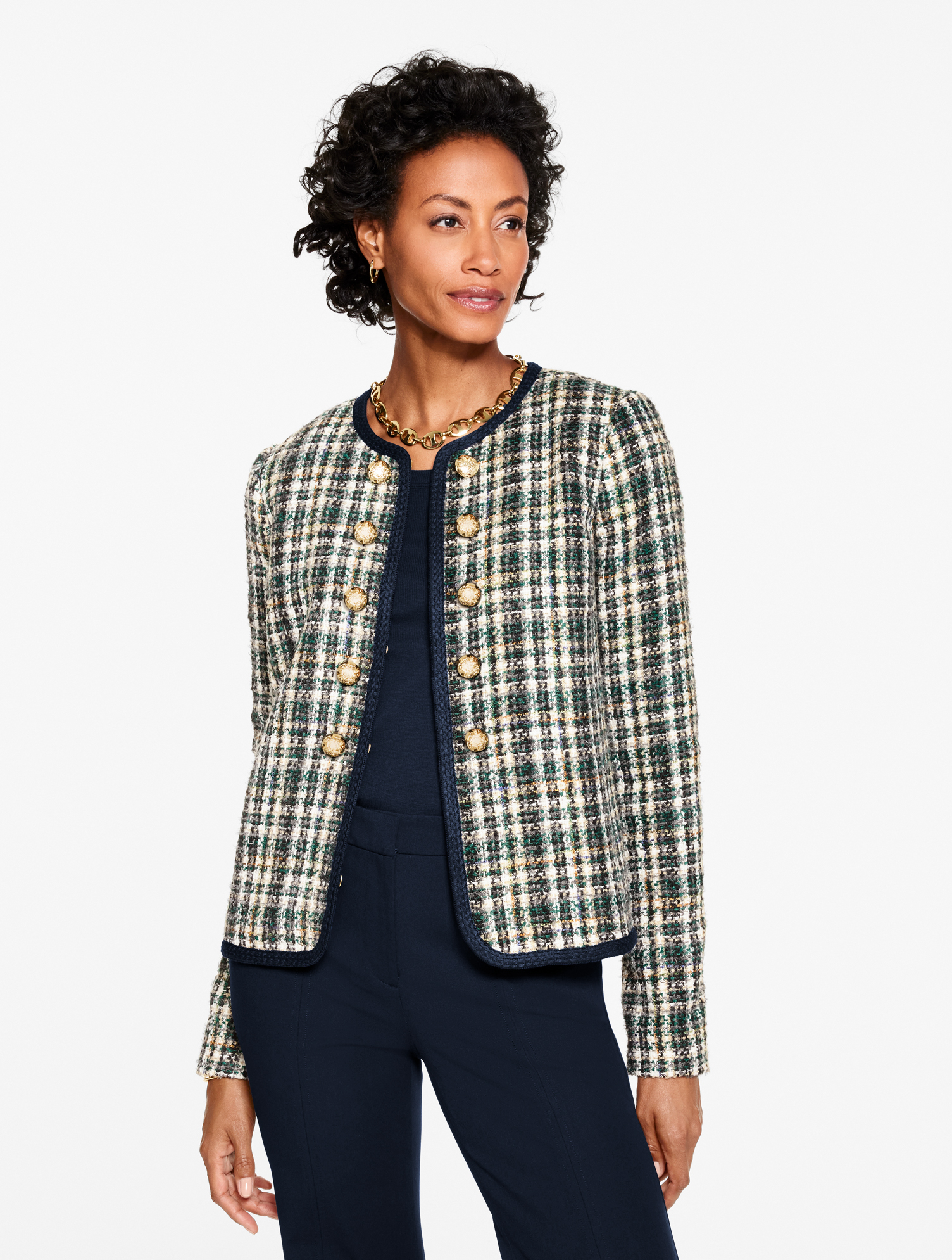 Faux Leather Double Breasted Blazer | Talbots