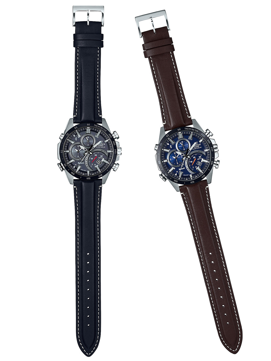 CASIO EDIFICEシリーズ・EQB-501に、ステッチ入りのレザーバンドを採用