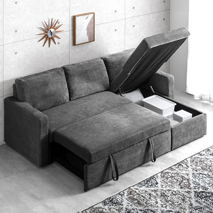 収納付きソファ 跳ね上げ式 3人掛け ファブリック 左右組み換えOK