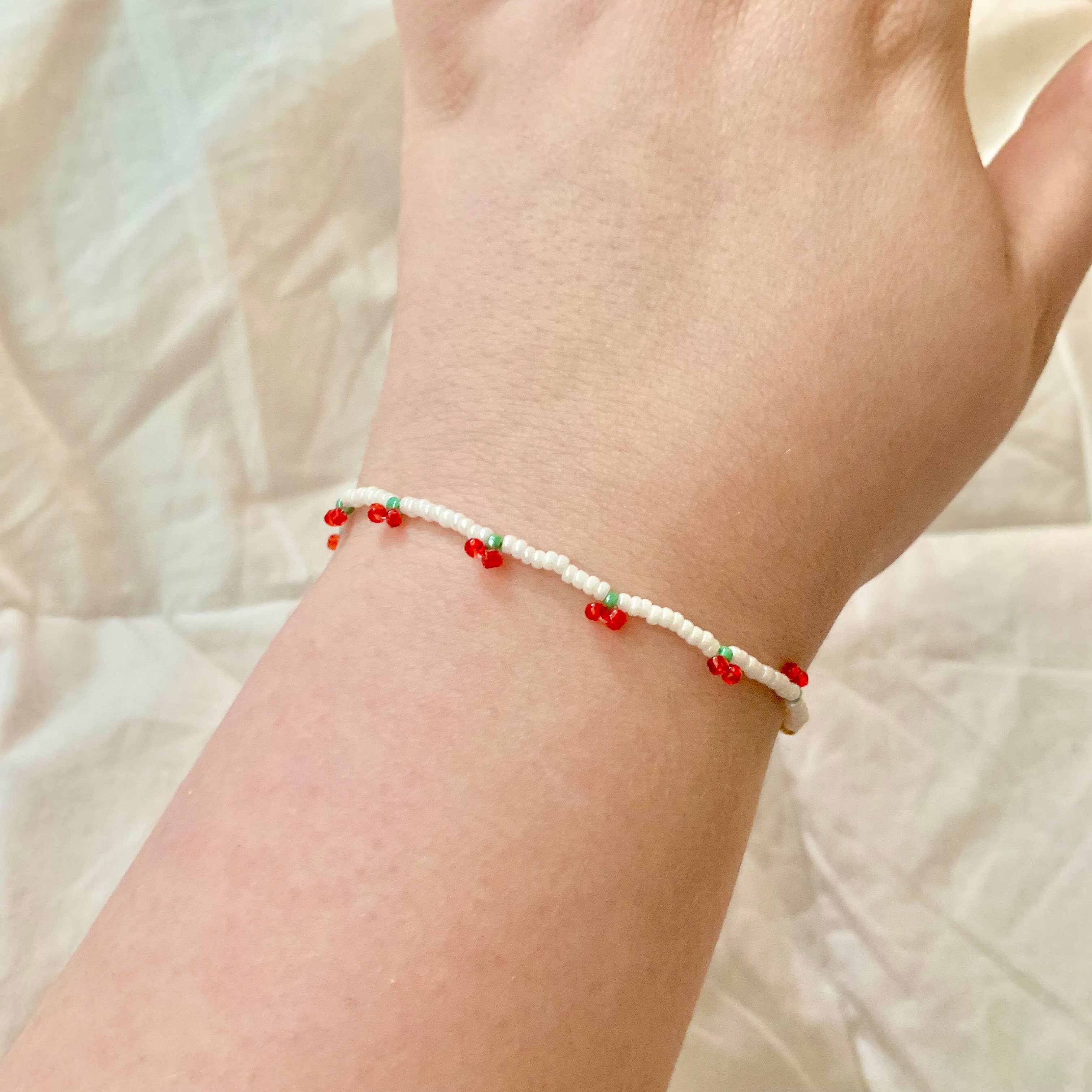 Dainty Cherry Bracelet - Dainty Beaded Jewelry - Thunder Moon