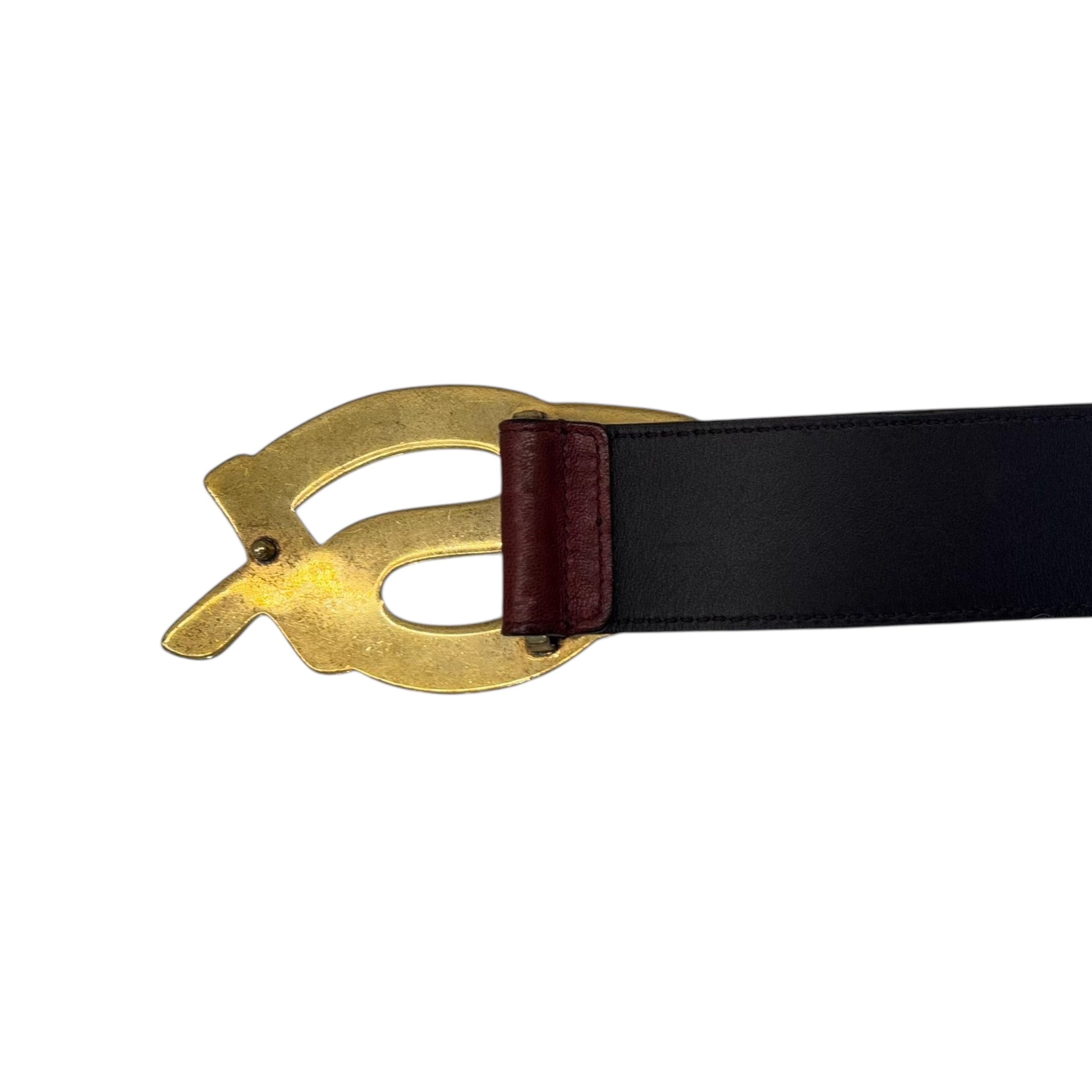 Buy Yves Saint Laurent Belts Dark Red YSL Logo Buckle Online