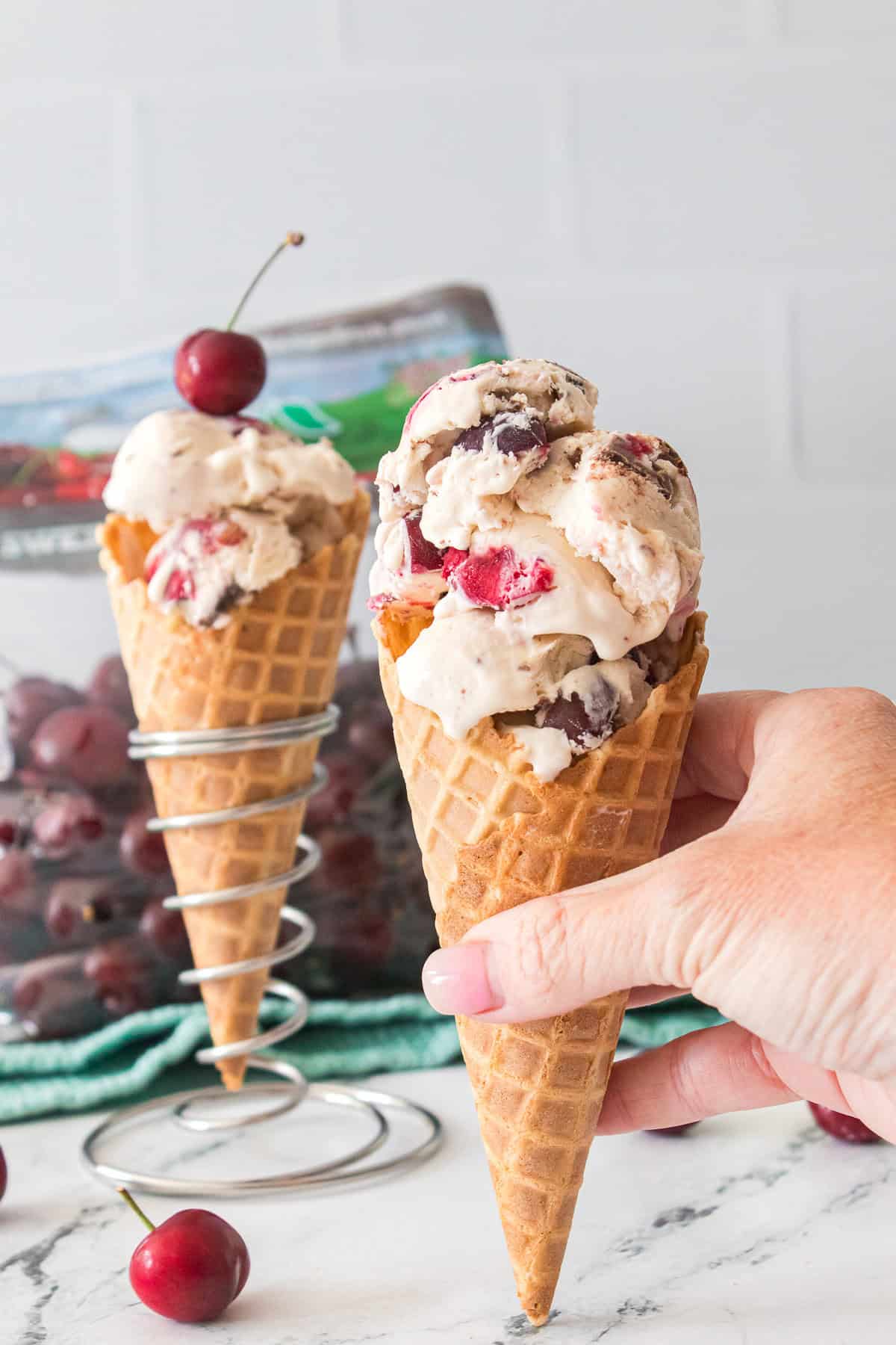 No-Churn Cherry Garcia Ice Cream - The Produce Moms