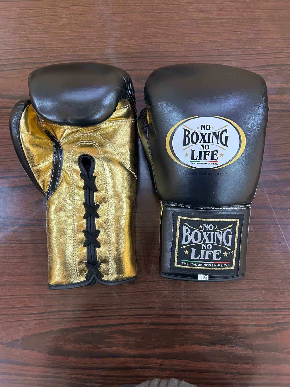 No Boxing No Life Boxing Sparring Set Gloves Black/Gold (8oz–20oz