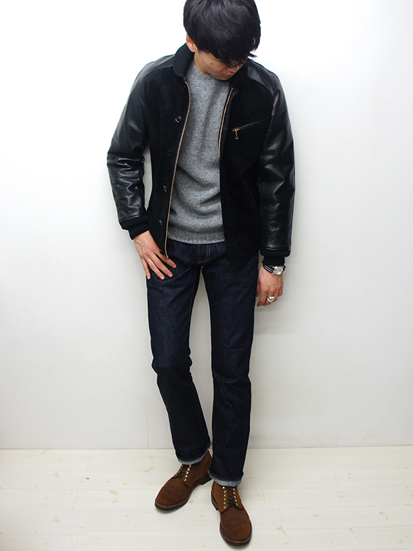 Y'2 LEATHER（ワイツーレザー）STEER SUEDE×STEER OIL RIB JACKET