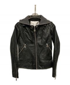 中古・古着通販】DOMA (ドマ) フード付レザーライダースジャケット