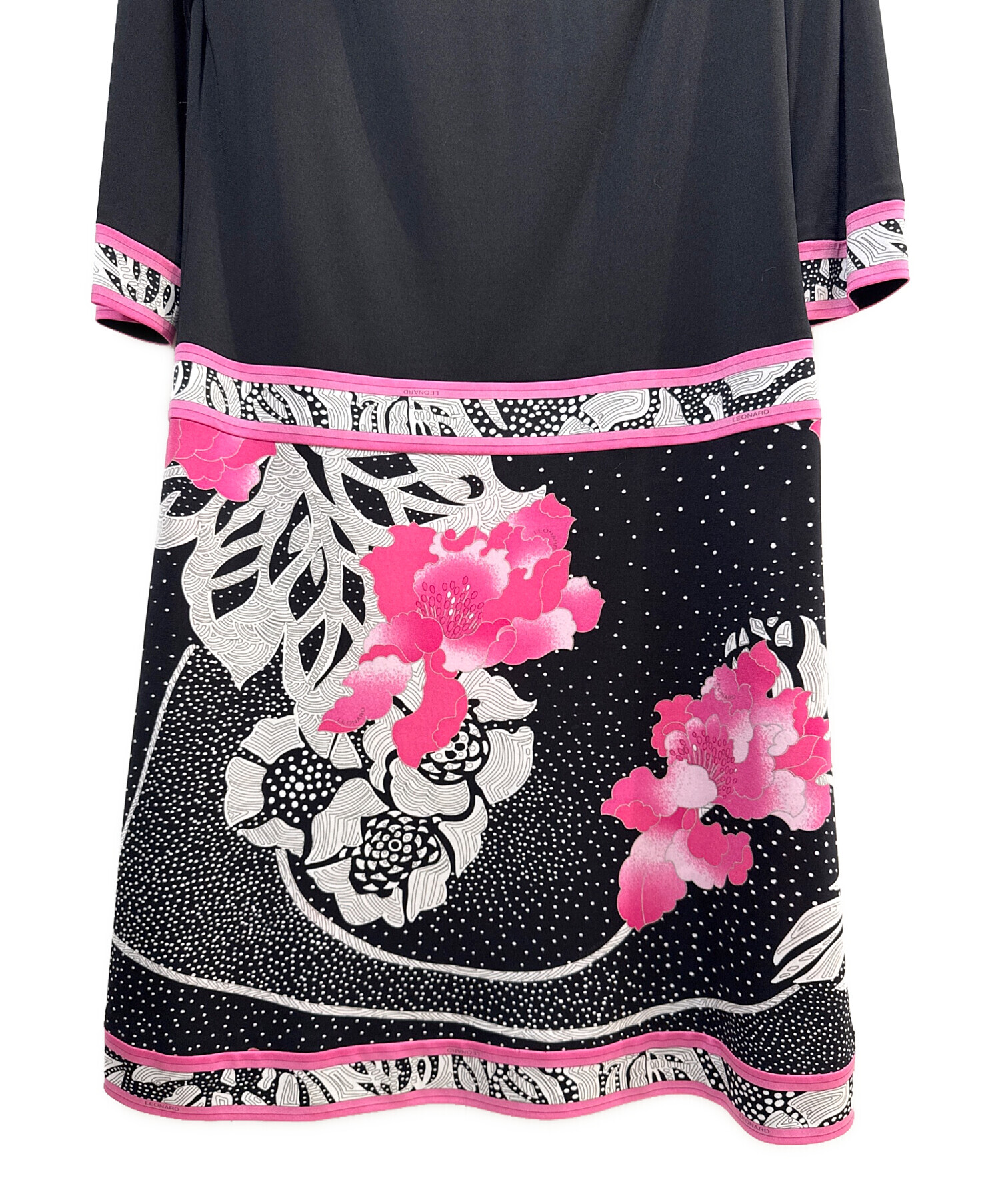 中古・古着通販】LEONARD (レオナール) 花柄ワンピース ブラック