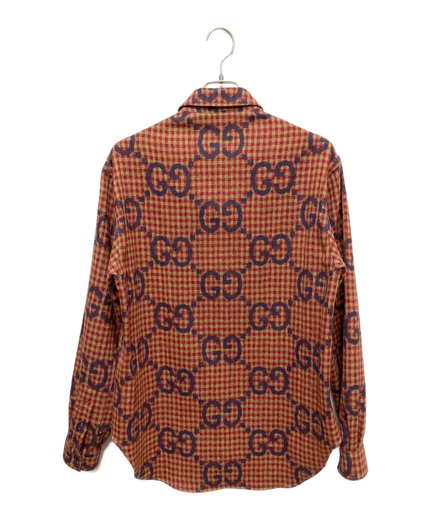 中古・古着通販】GUCCI (グッチ) マキシGGギンガムチェックウール長袖