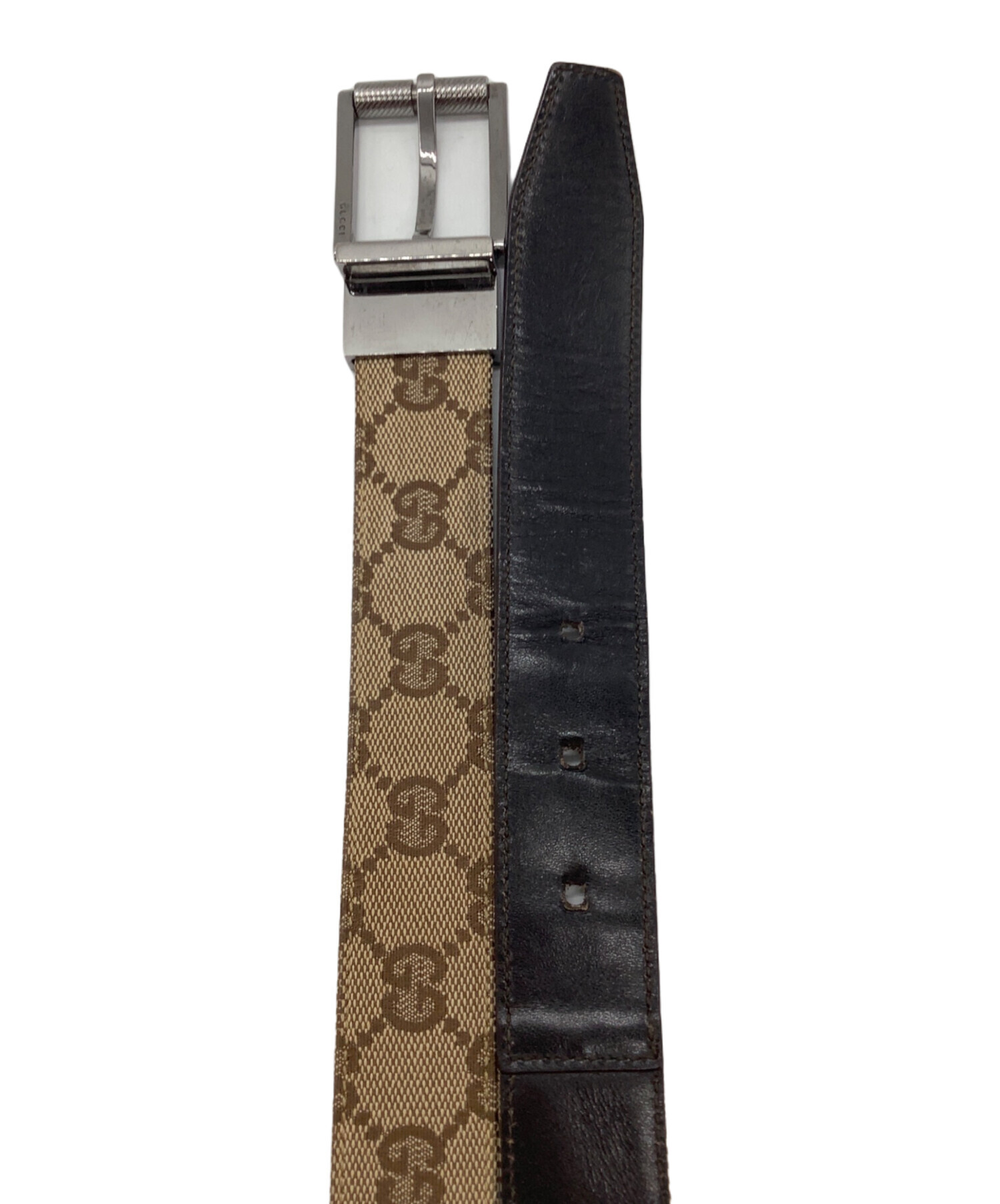 中古・古着通販】GUCCI (グッチ) GGレザーベルト キャメル×ブラウン