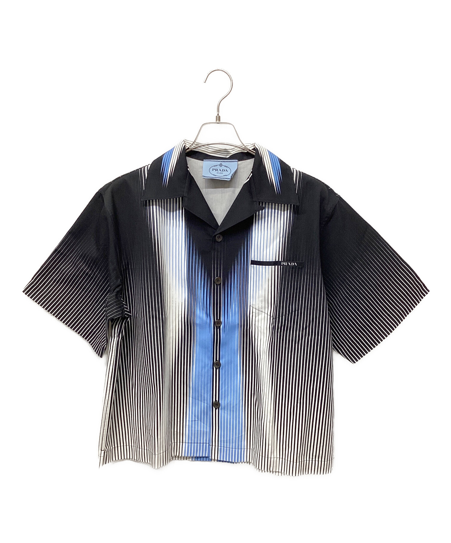中古・古着通販】PRADA (プラダ) ストライプ 半袖シャツ ブルー