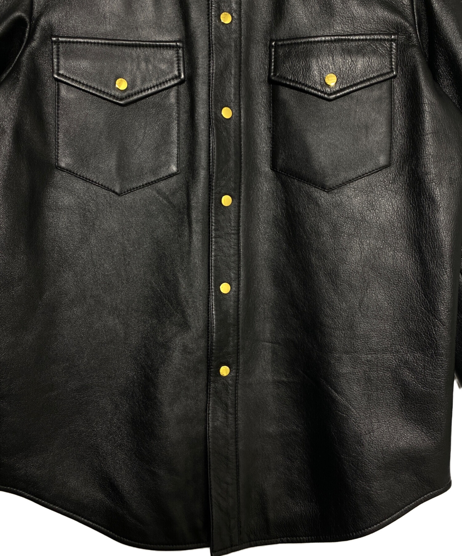 中古・古着通販】GUCCI (グッチ) Embossed Logo Leather Shirt Jacket