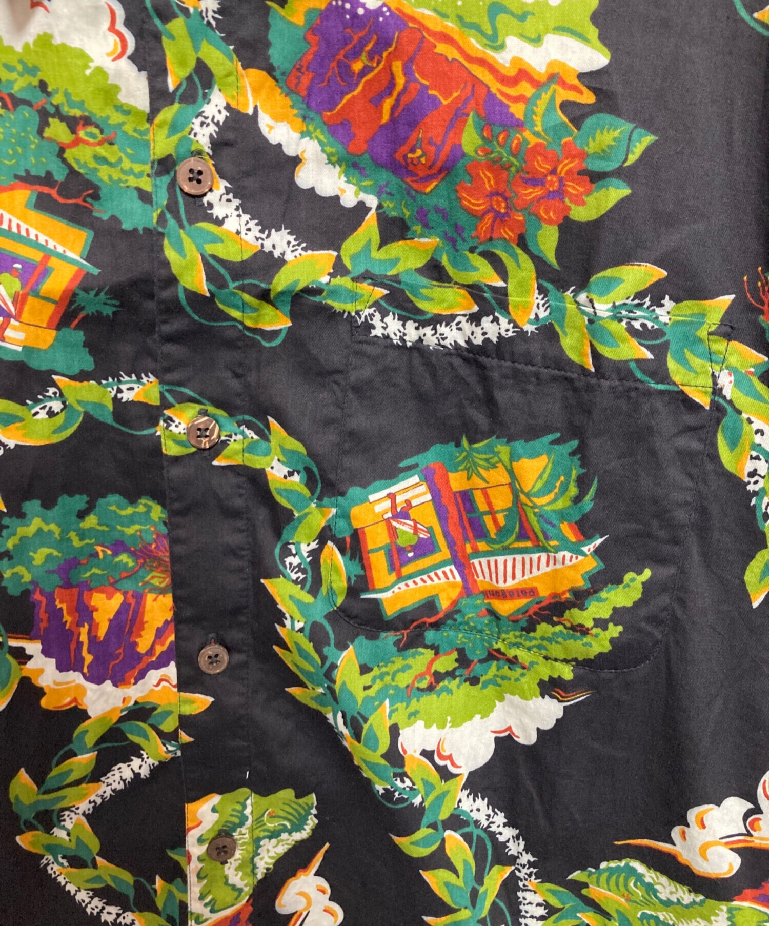 中古・古着通販】pataloha (パタロハ) アロハシャツ ブラック×グリーン