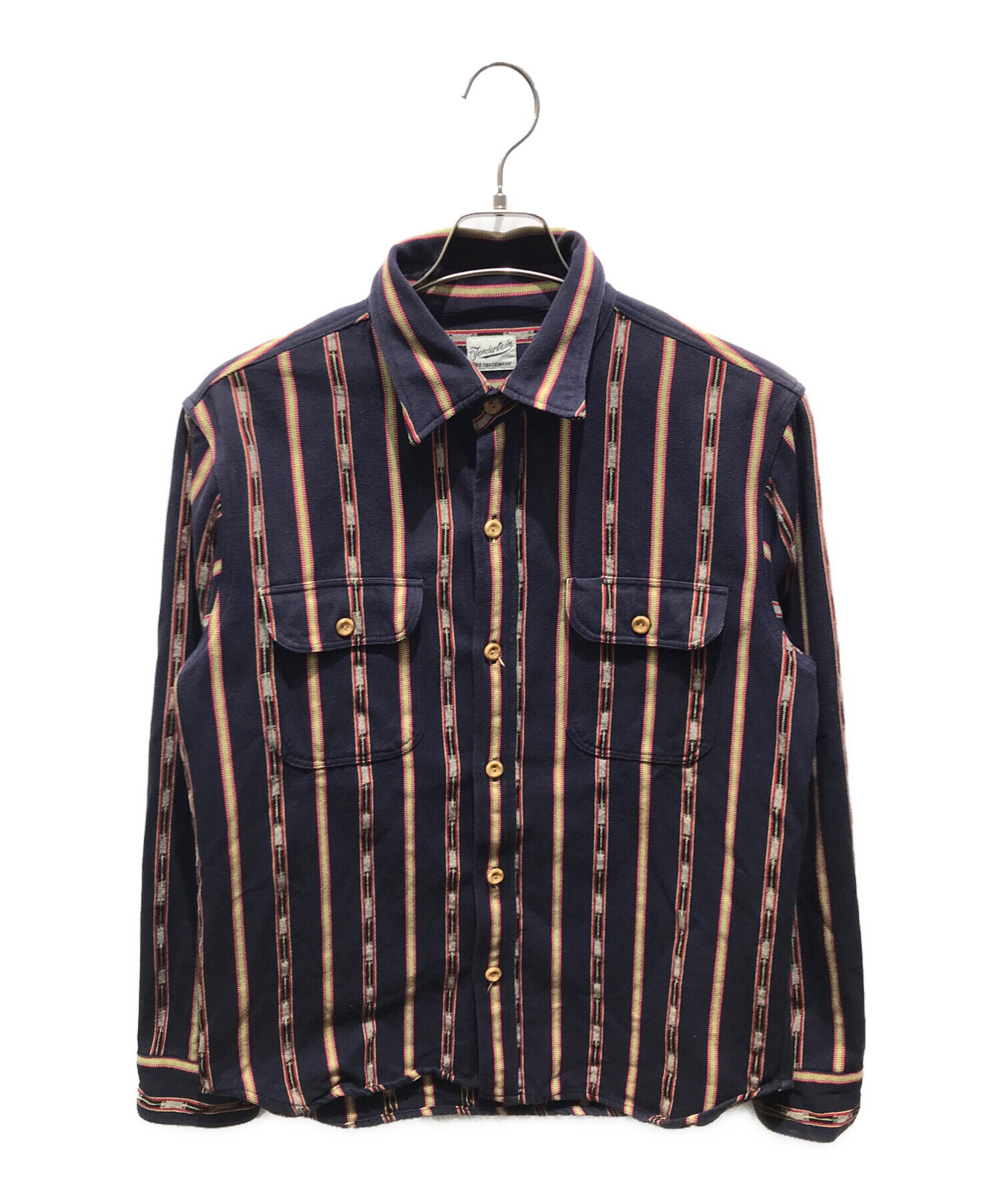 テンダーロイン スタンドカラー ワークシャツ 長袖 ストライプ L