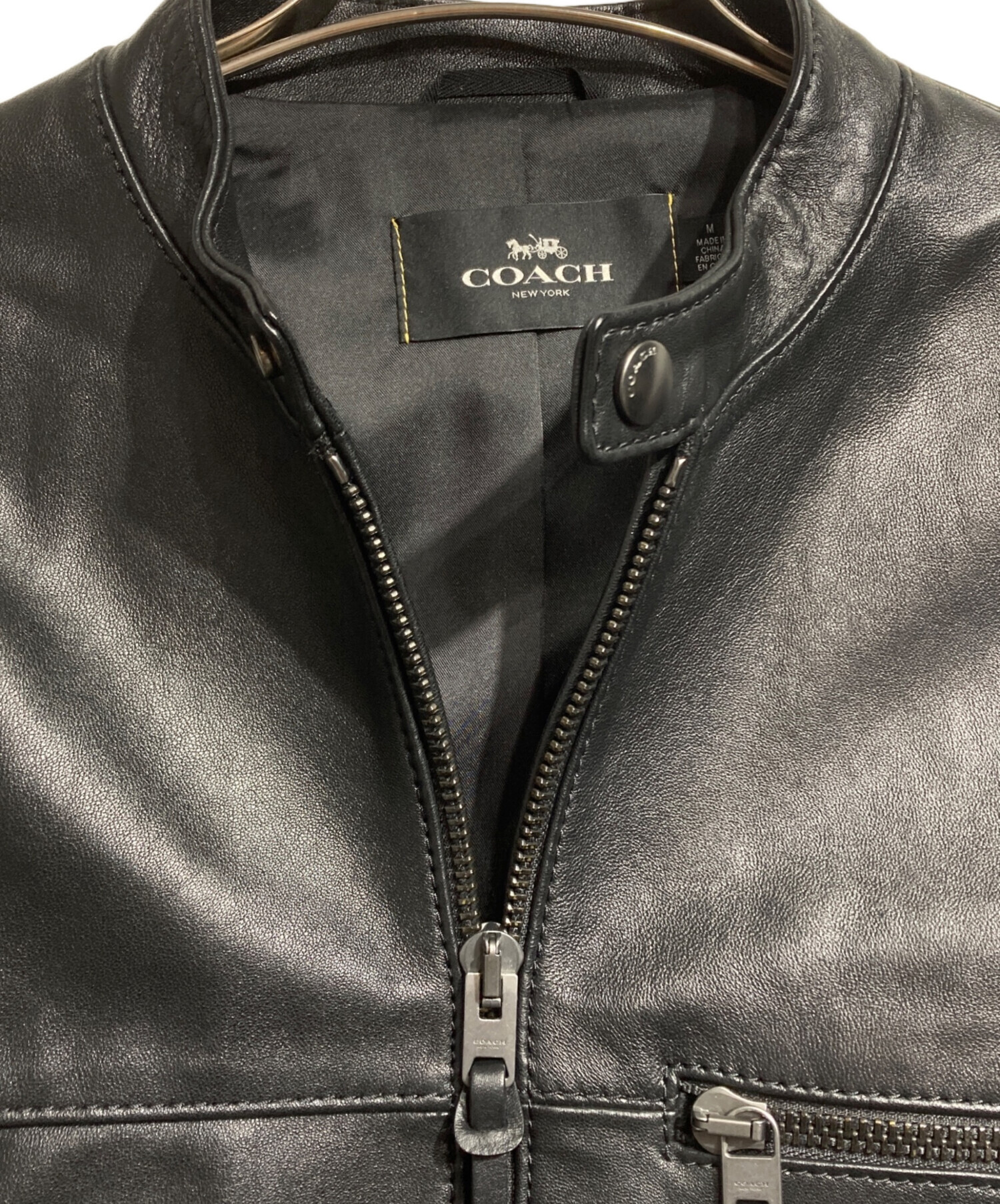 中古・古着通販】COACH (コーチ) レザーシングルライダースジャケット