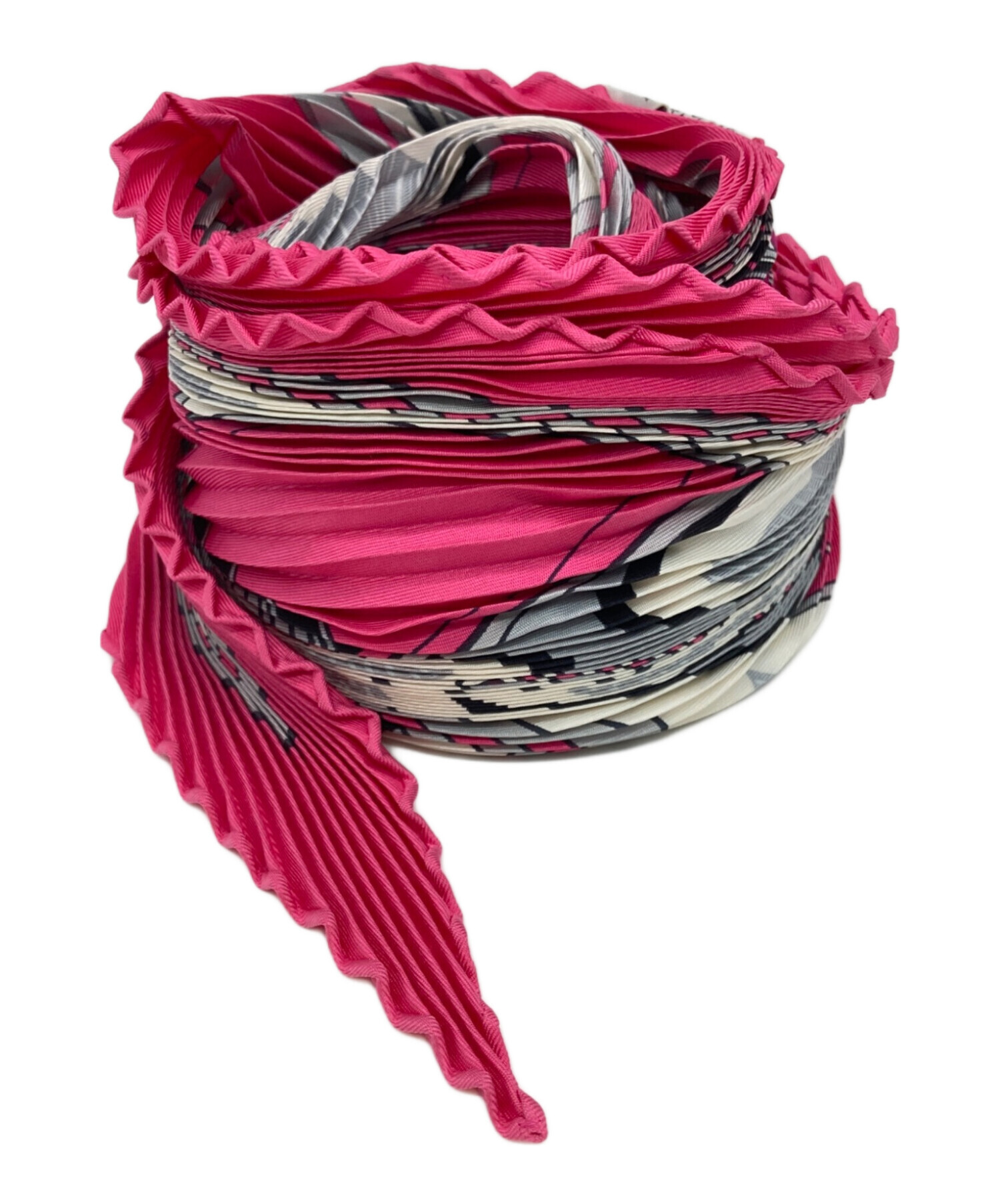 中古・古着通販】HERMES (エルメス) シルク プリーツスカーフ ピンク