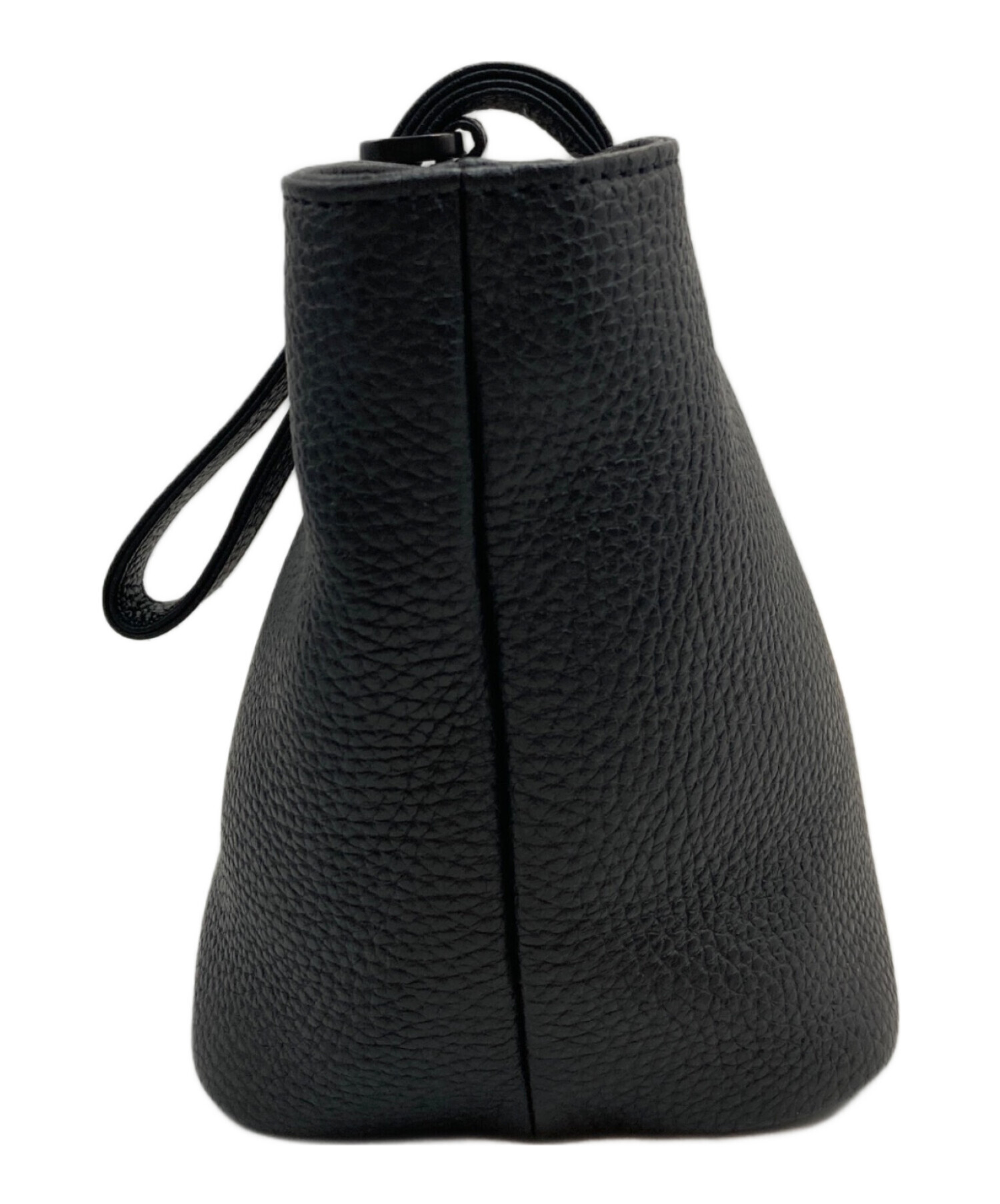 中古・古着通販】HushTug (ハッシュタグ) 巾着レザーバック ブラック