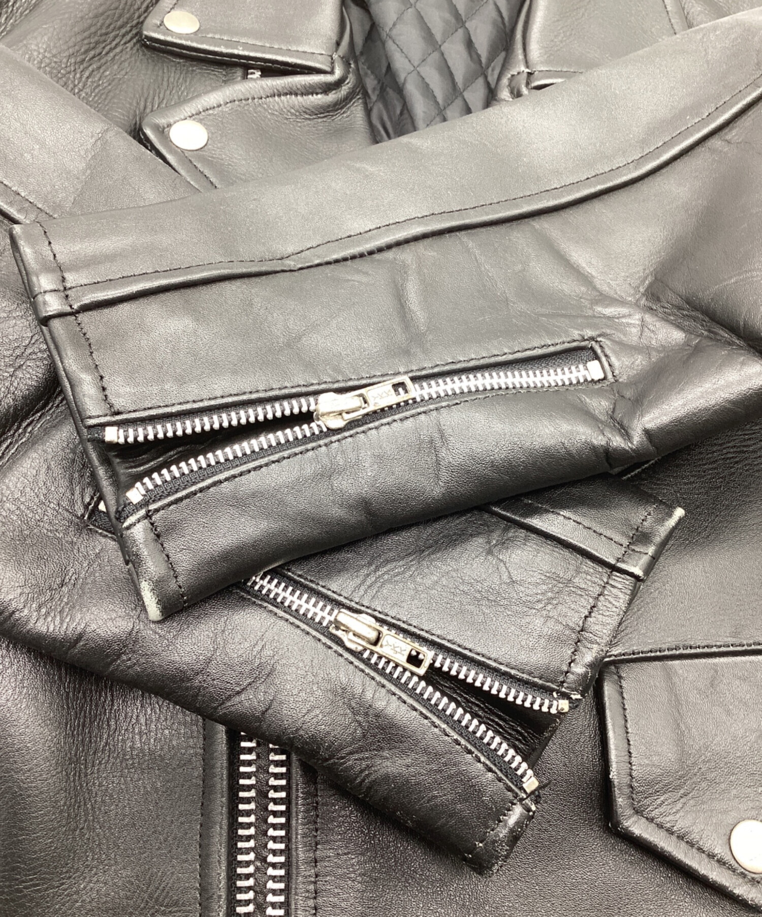 中古・古着通販】EEZAN (イーザン) レザーライダースジャケット