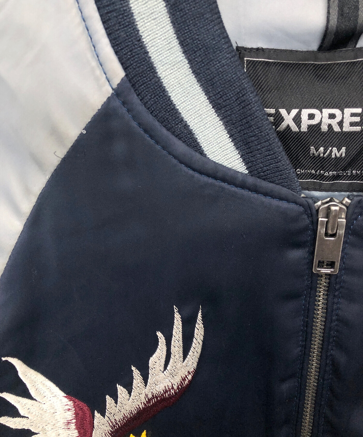 中古・古着通販】EXPRESS (エクスプレス) 鷹刺繍スカジャン ネイビー