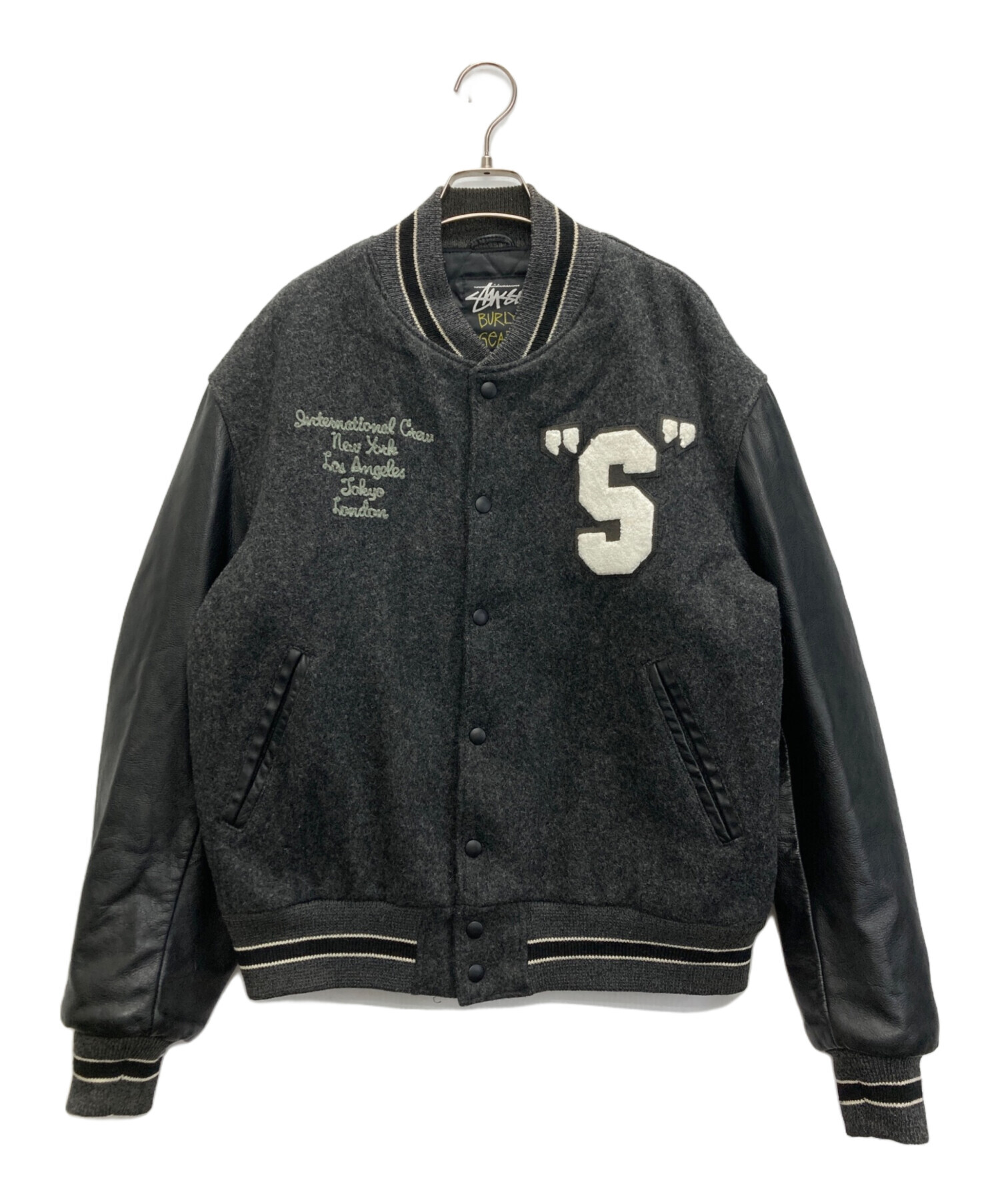 中古・古着通販】stussy (ステューシー) レザー切替バーシティ