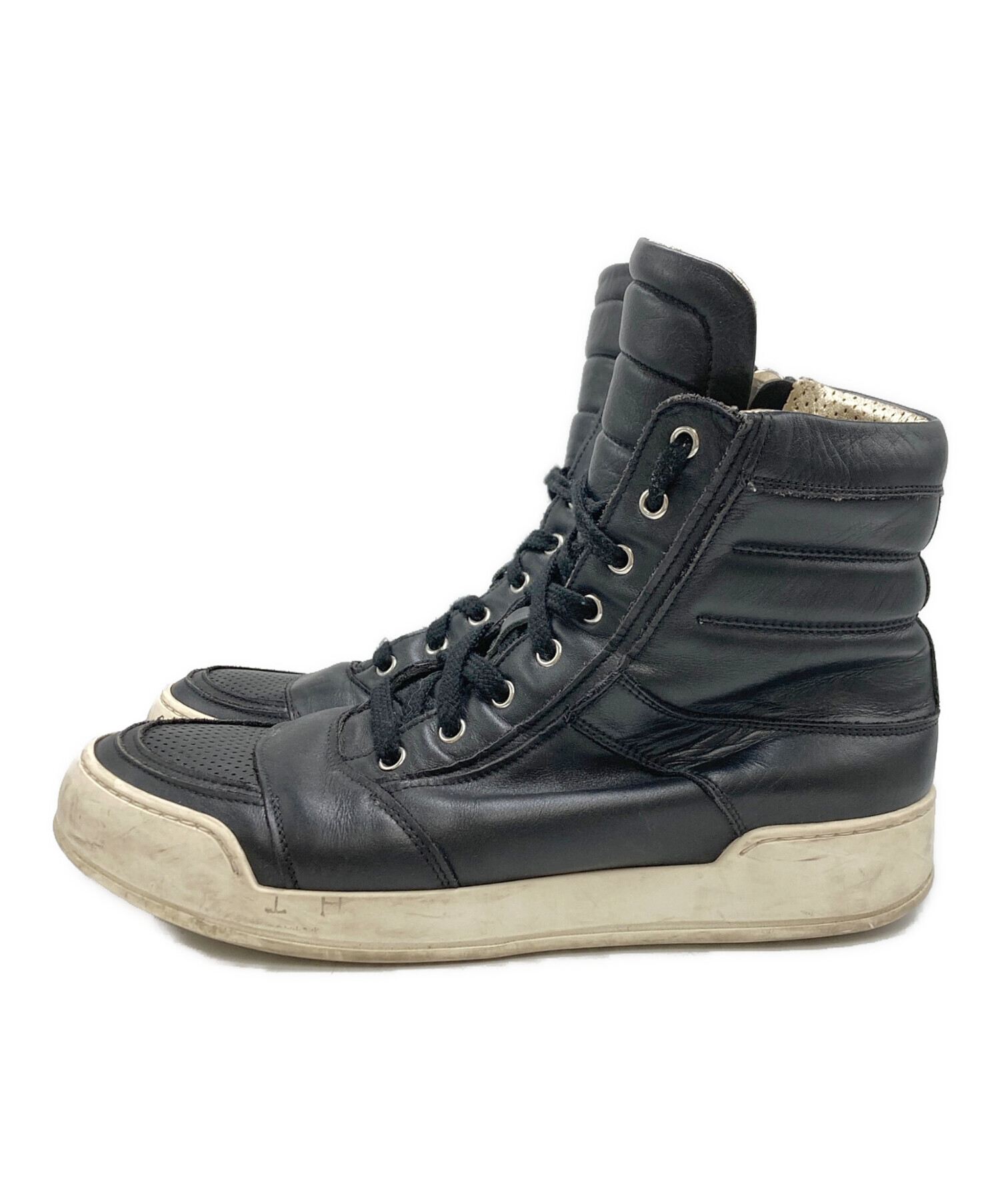 中古・古着通販】BALMAIN (バルマン) レザーハイカットスニーカー