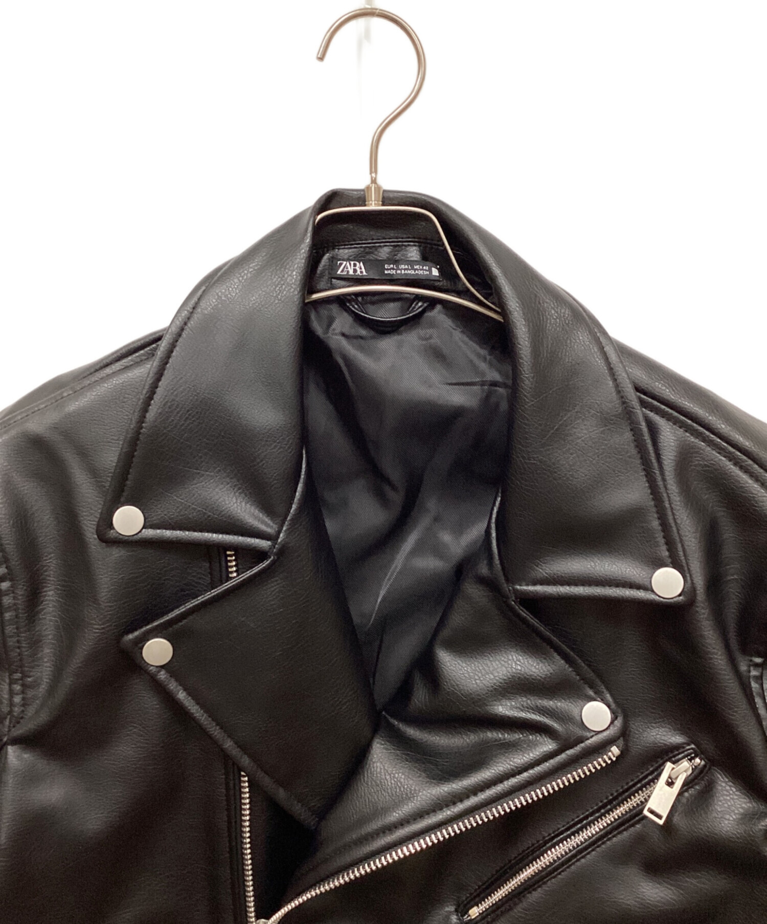 中古・古着通販】ZARA (ザラ) フェイクレザーバイカージャケット