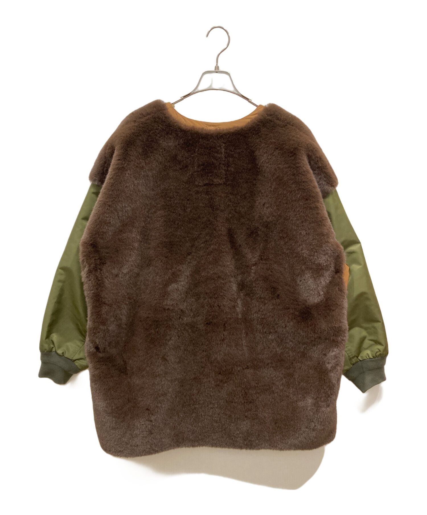 中古・古着通販】etsinta (エシンタ) ファー切替ジャケット オリーブ