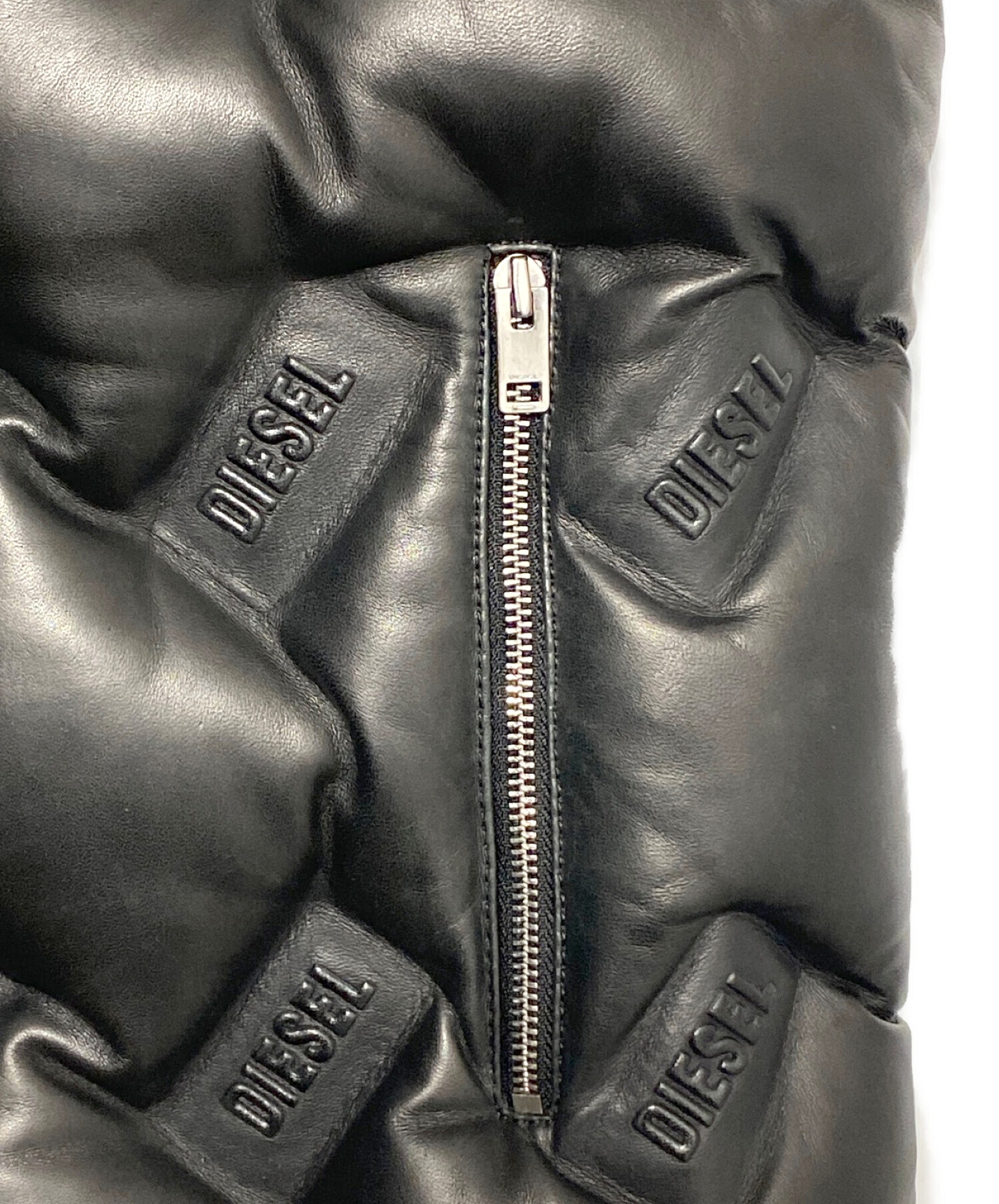 中古・古着通販】DIESEL (ディーゼル) エンボスロゴレザーダウンベスト