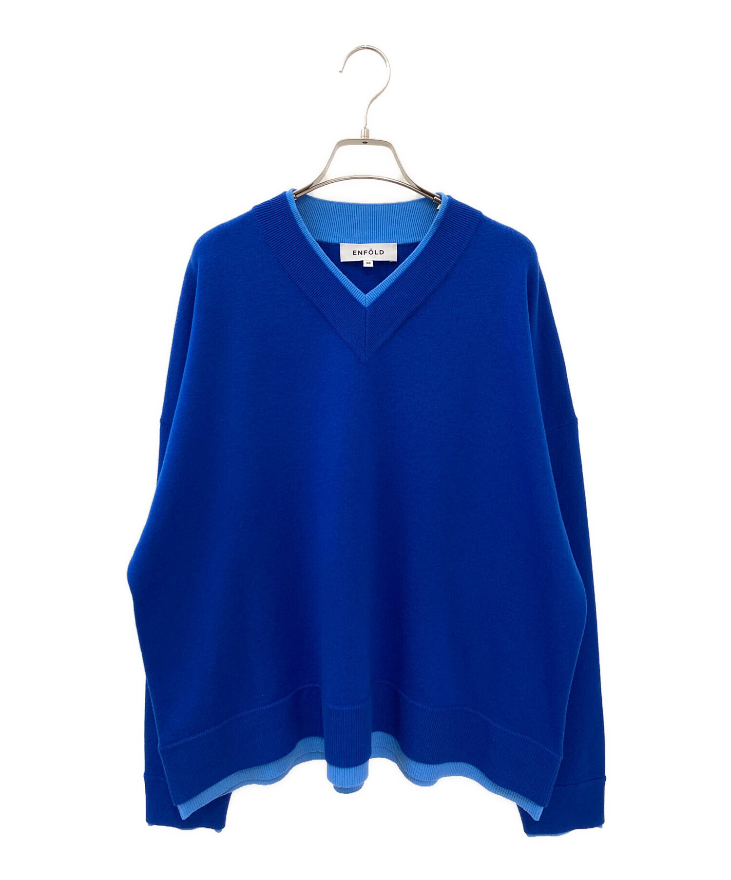 中古・古着通販】ENFOLD (エンフォルド) FAKE-LAYERED PULLOVER ブルー