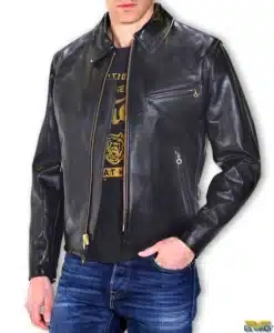 Schott® Men's Classic Horsehide Black Leather Racer Motorcycle