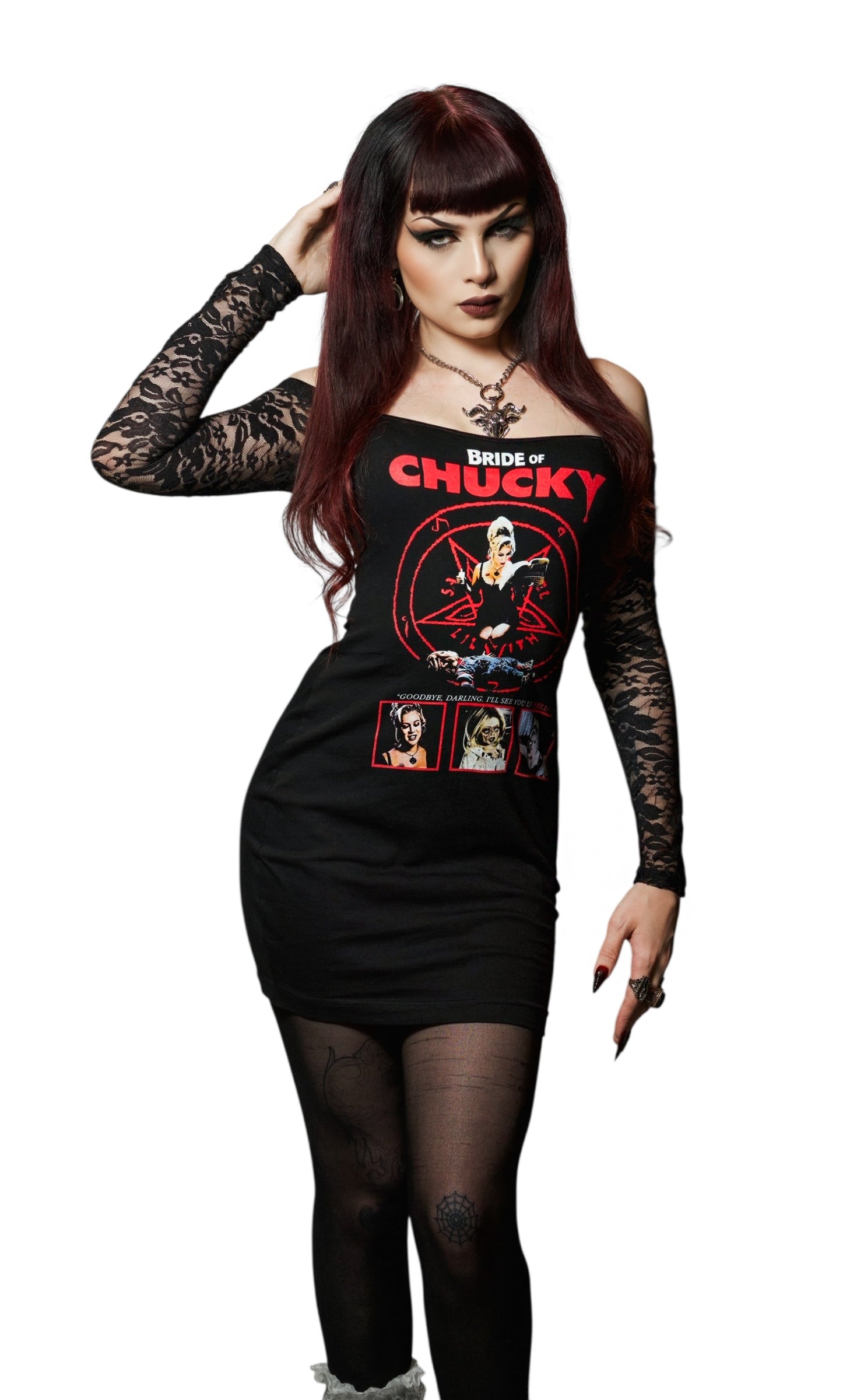 Bride of Chucky Off- Shoulder Lace Dress - Vera's Eyecandy