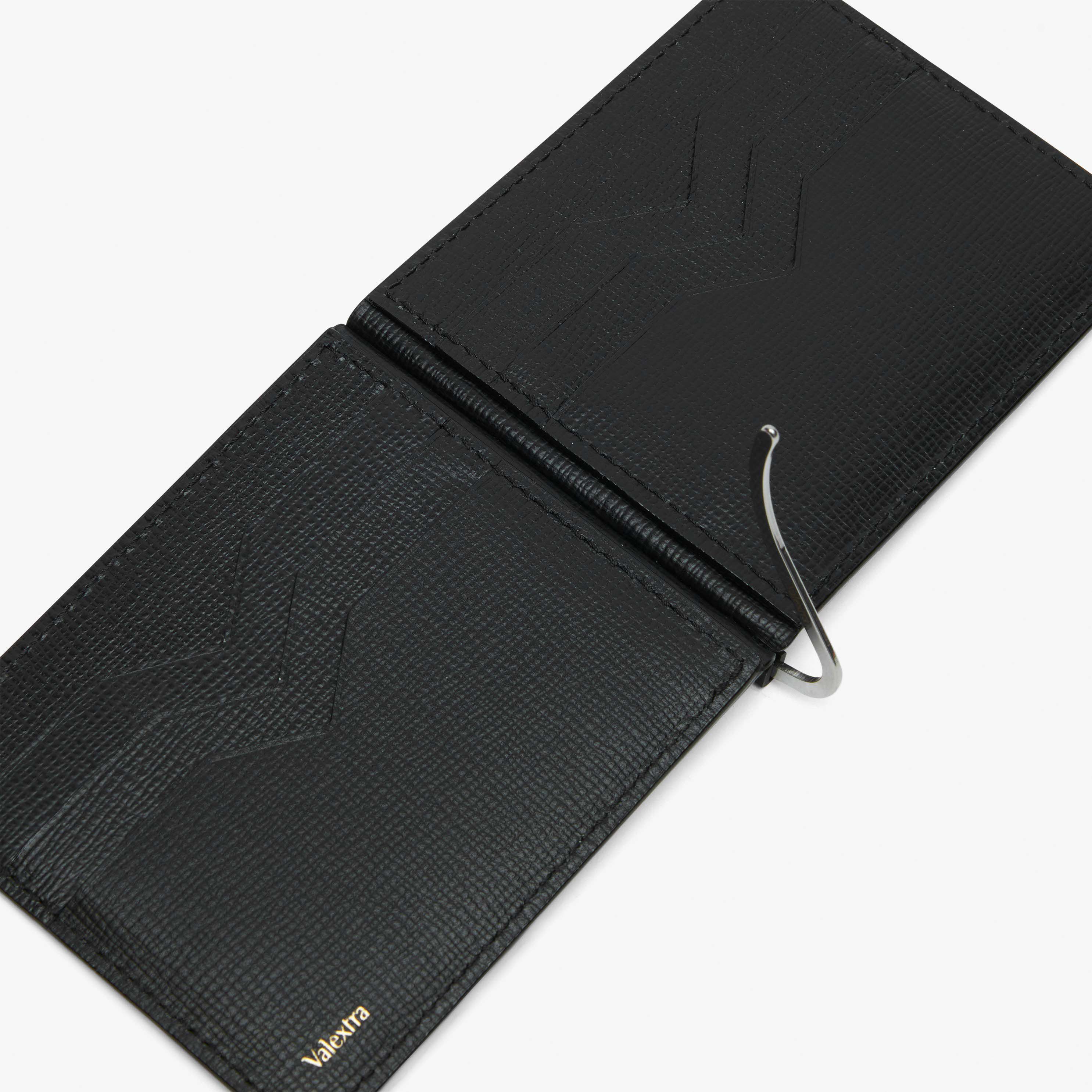 Black Leather money clip wallet | Valextra Tric Trac
