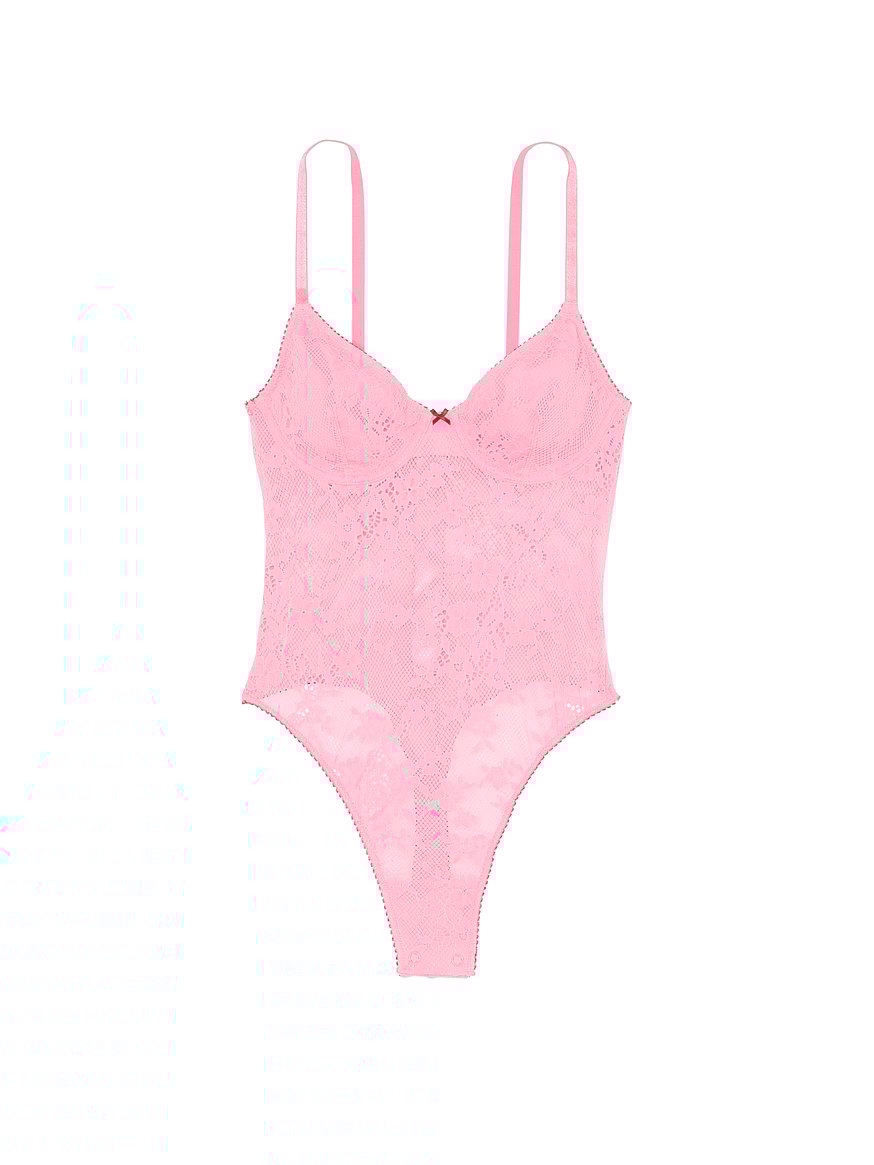 Buy Tease Lace Demi Bodysuit, Pink Hope - Order Bodysuits online