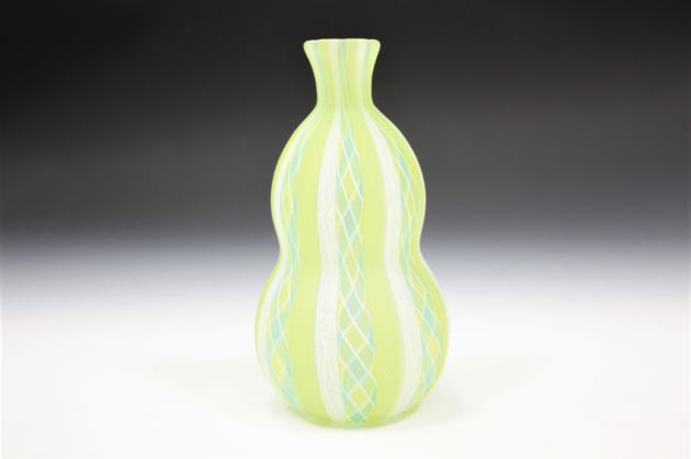 柳瀬美術店 / 藤田喬平「手吹ヴェニス徳利（緑）」共箱[FUJITA Kyohei