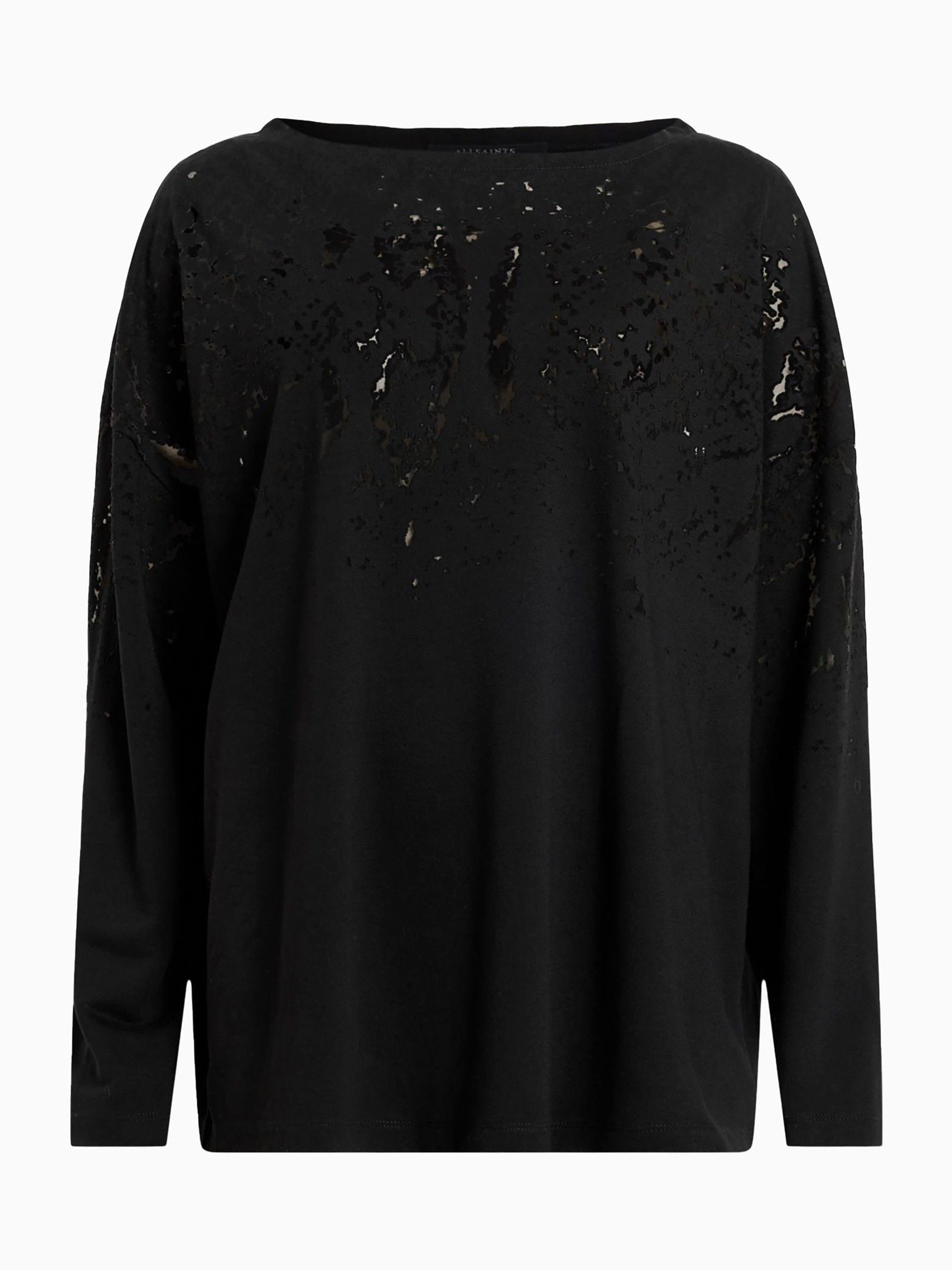 Buy AllSaints Black Rita Black Relaxed Fit Snake Print Slash Neck