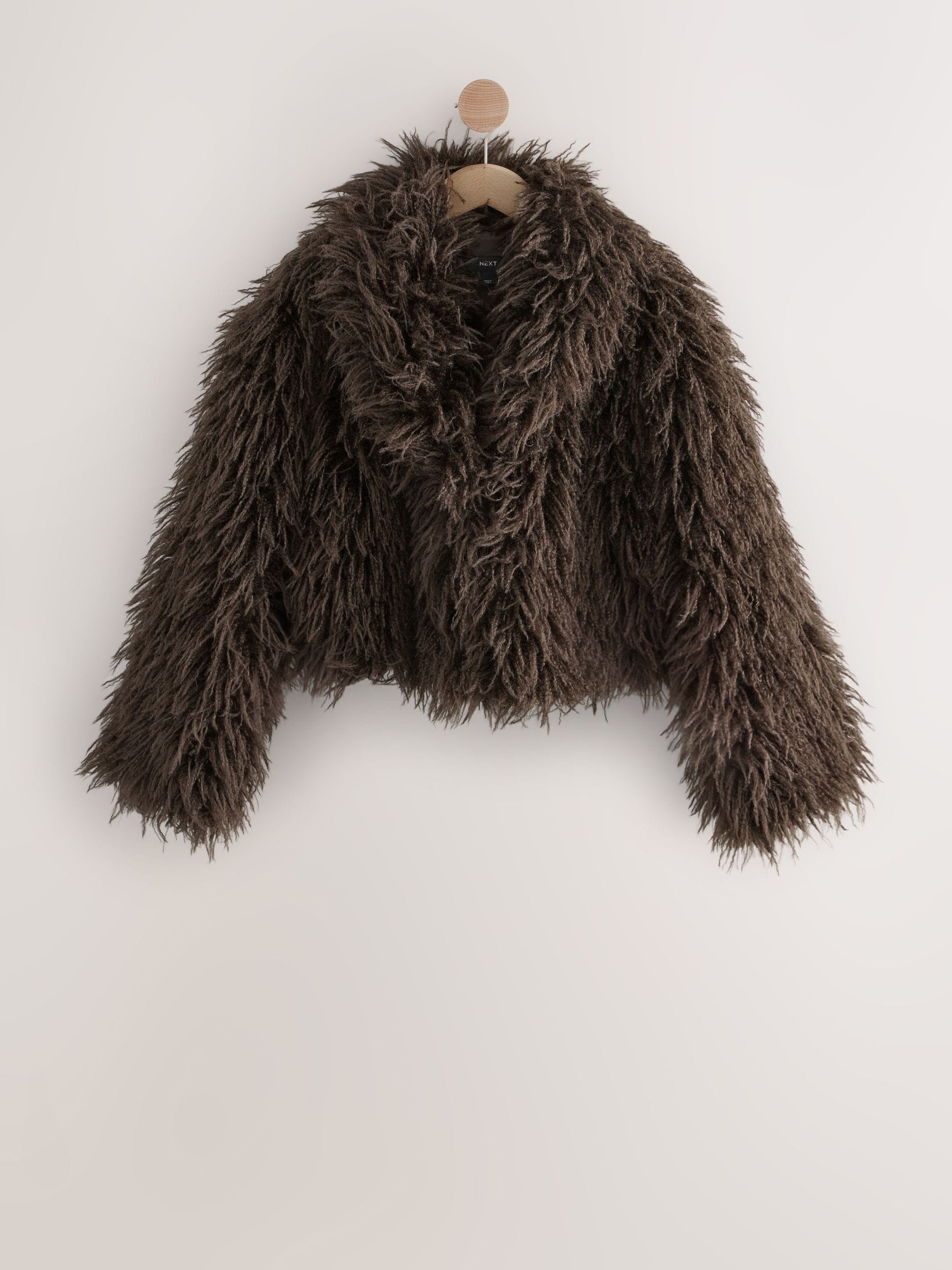 Buy Chocolate Brown Shaggy Faux Fur Coat from Next USA