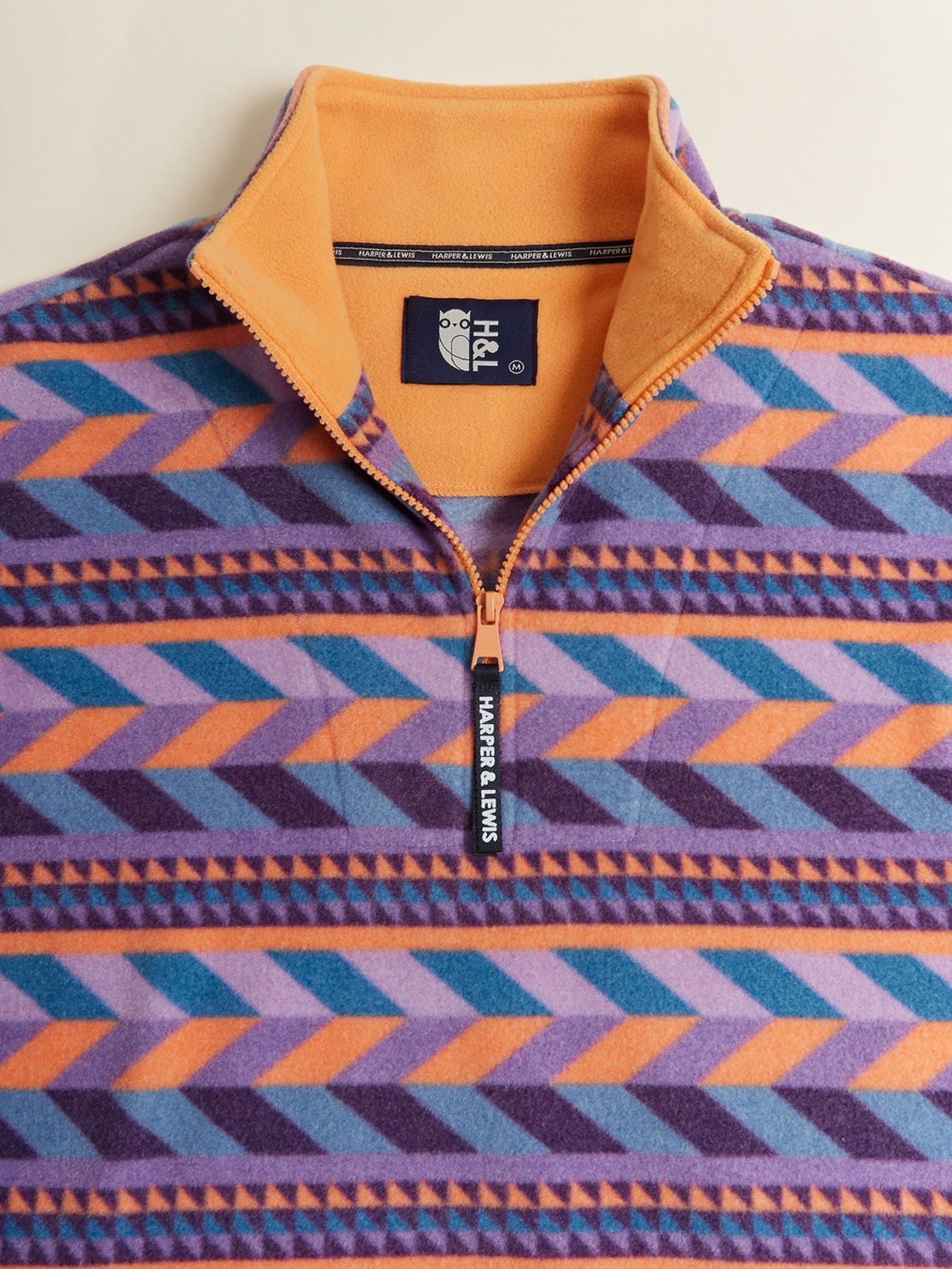 Buy Harper & Lewis Purple Purple Raine Retro Pattern Quarter Zip