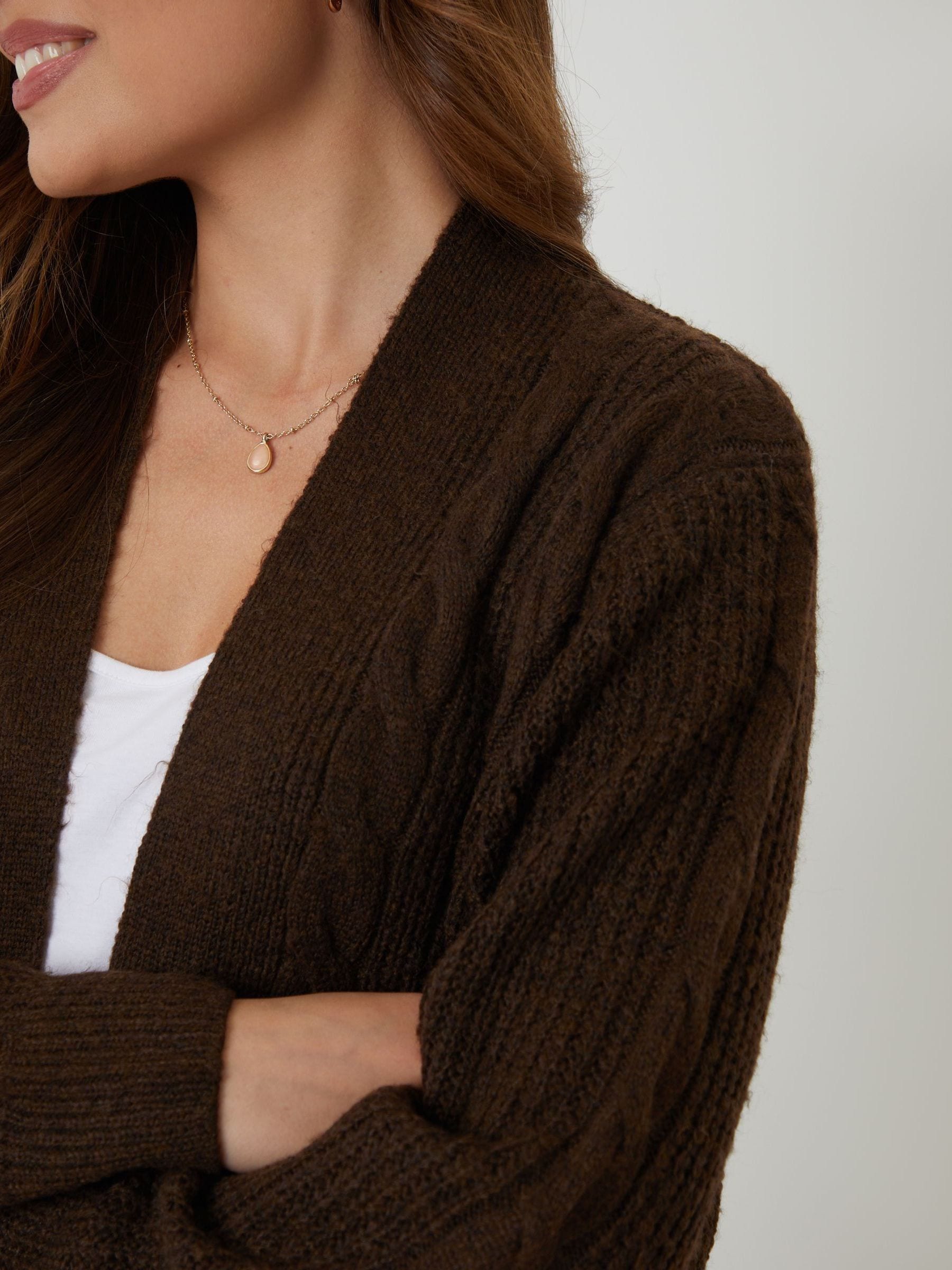 Buy Threadbare Chocolate Brown Cable Knit Cardigan from Next USA