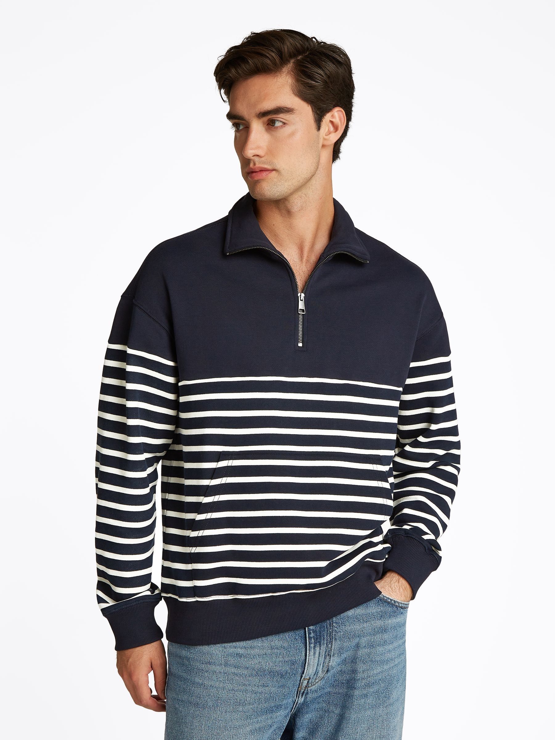 Buy Tommy Hilfiger White Stripe Quarter Zip Sweatshirt from Next USA
